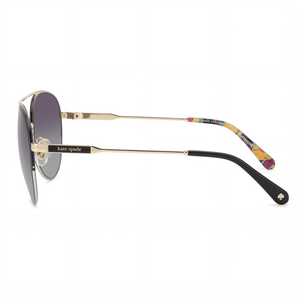 kate spade new york Modern Women's Stainless Steel Gold Black Frame Grey Composite Lens Sunglasses 55mm