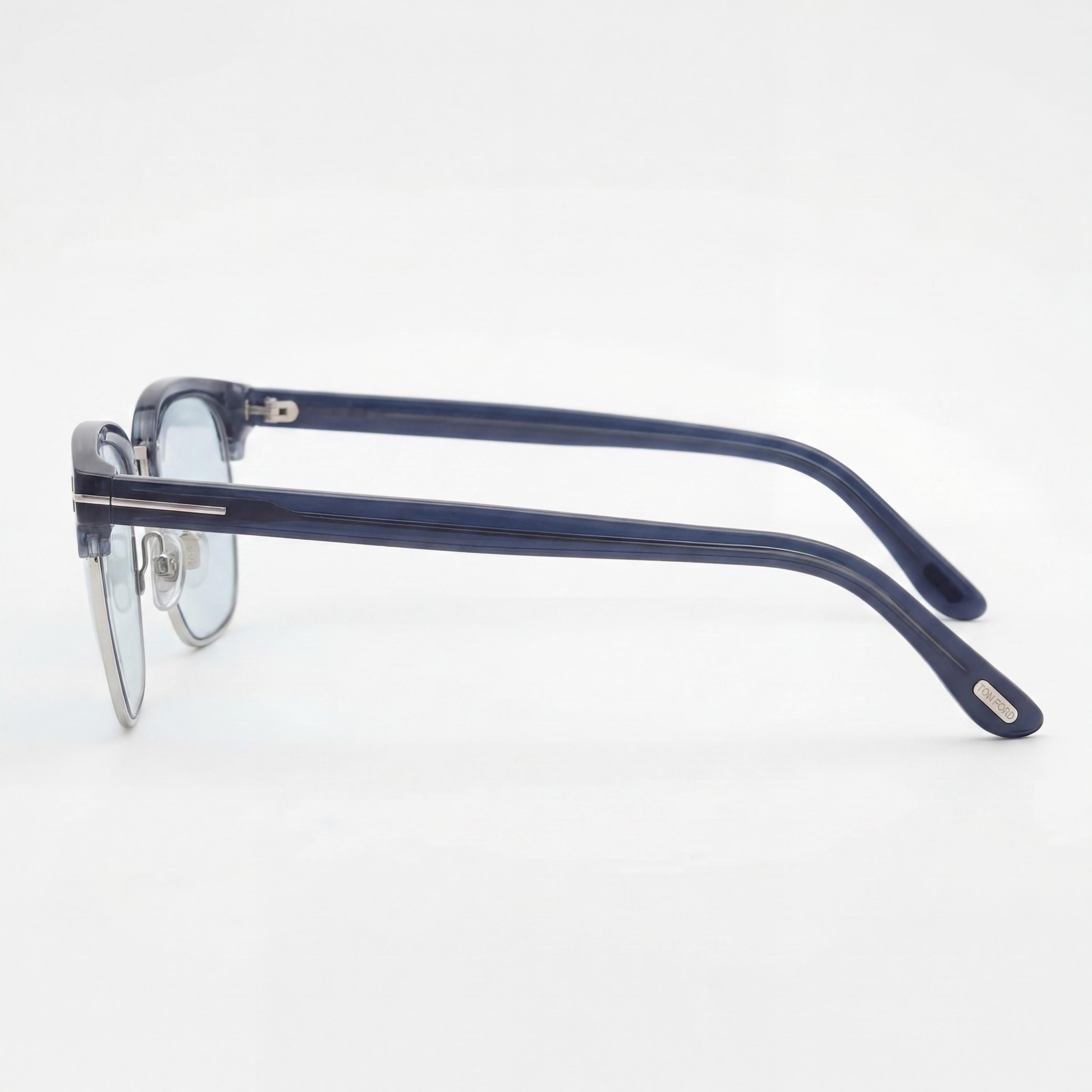 Tom Ford FT1119-D Gafas de Sol Cuadradas Clásicas para Hombre de Plástico Azul Brillante con Cristales Verdes No Polarizados con Protección 100% UV de 47mm, Photo 3