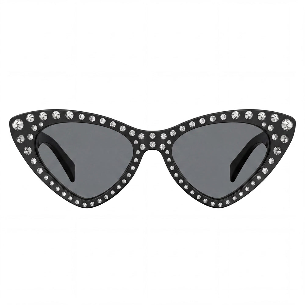 Gafas de sol Moschino Casual para mujer con protección UV, montura de plástico gris oscuro, lentes negras, 52 mm