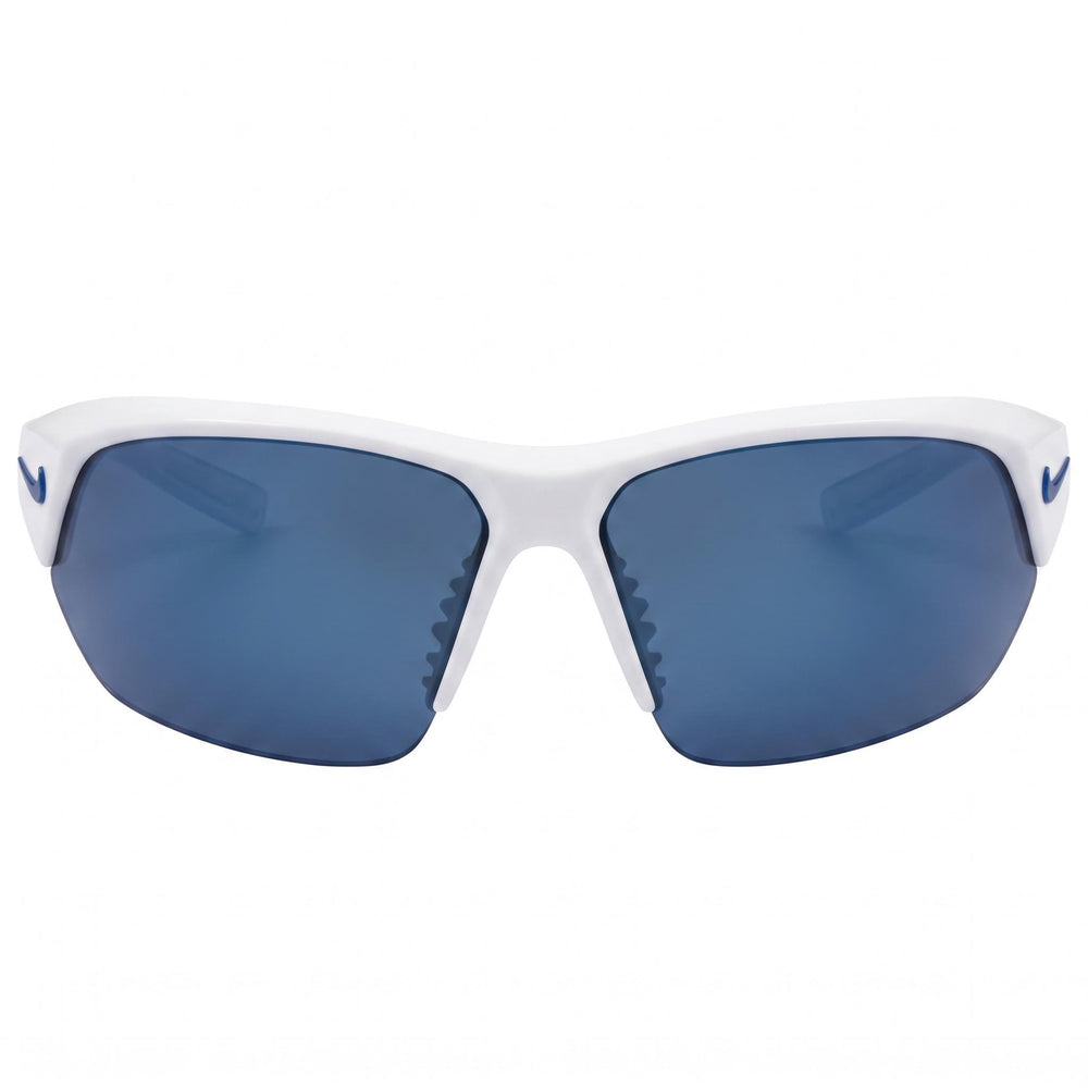 Nike Baseball Unisex Grey Plastic Rectangular Frame Sunglasses, Grey Blue Mirror Non-Polarized UV Protected Lenses