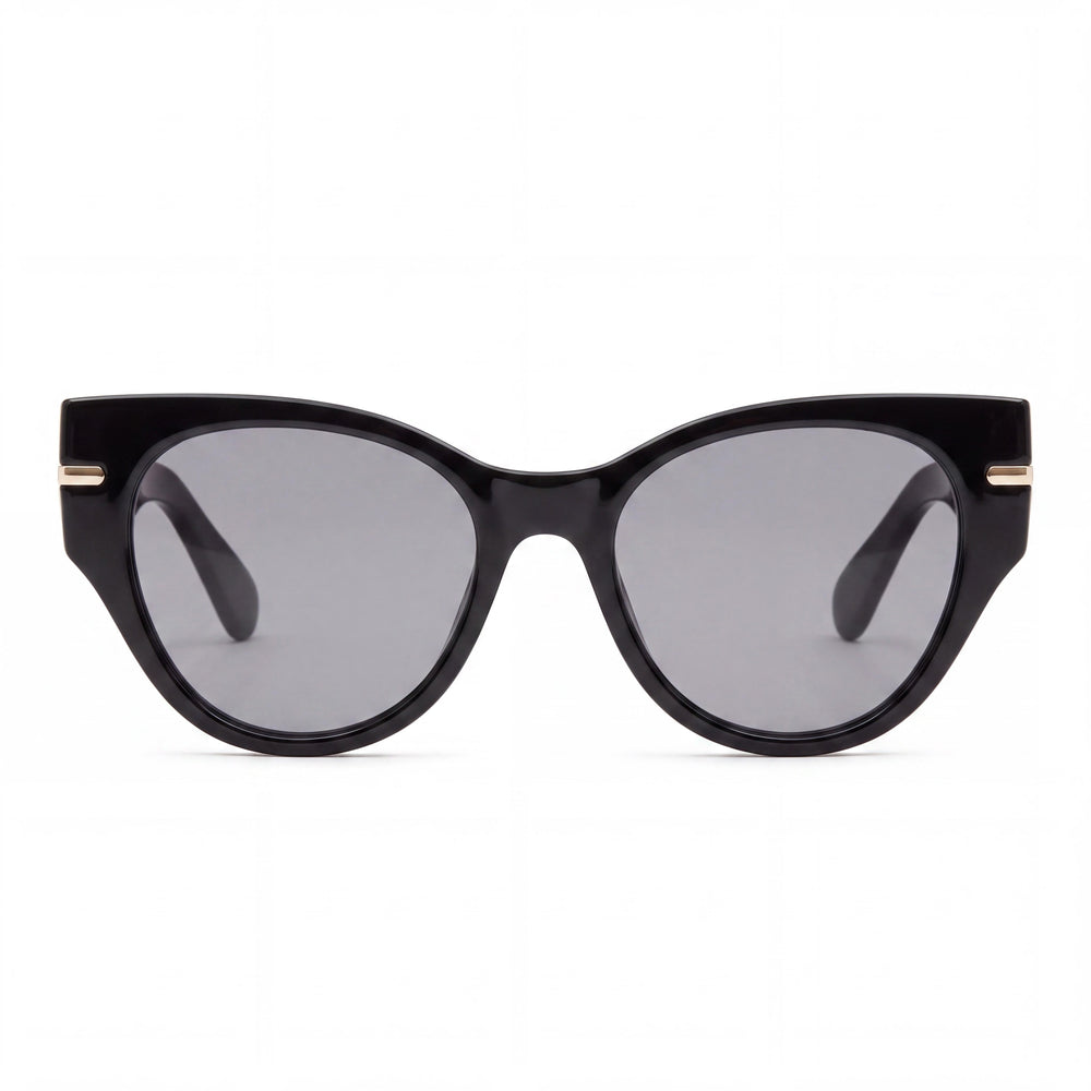 QUAY AUSTRALIA Chit Chat Gafas de Sol de Mujer con Montura Inyectada Ojo de Gato Negras Lentes Ahumadas No Polarizadas Protección UV 145-19-140
