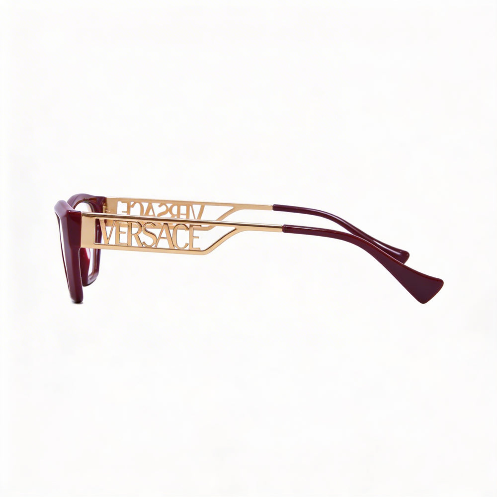 Versace Ve 3327u Women's Bordeaux Aluminium Frame Optical Glasses with Transparent Demo Lens, 55mm