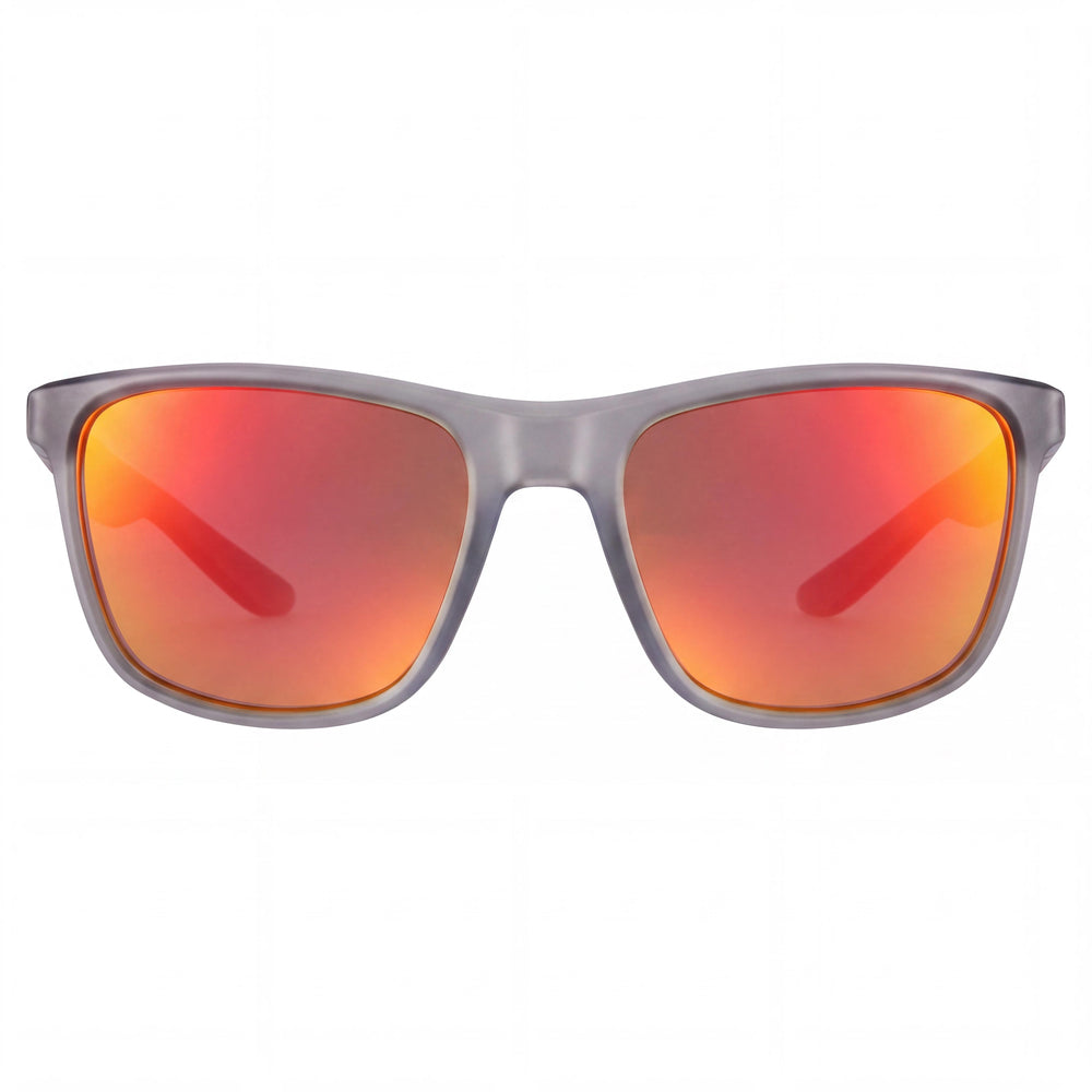 Gafas de sol Nike Essential Endeavor unisex de montura de plástico en rojo vino y lentes de nylon grises con espejo rojo, protección UV no polarizada