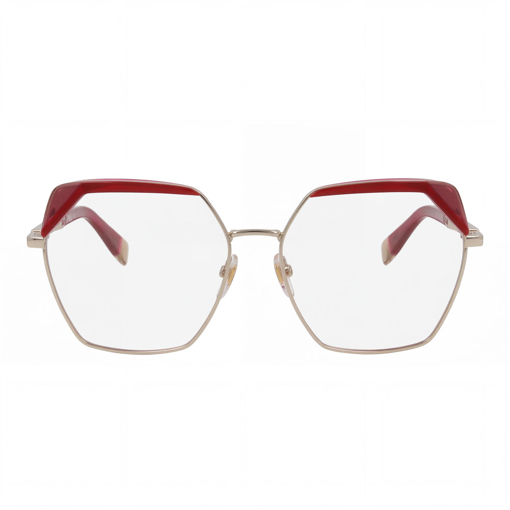 Furla VFU674V Oro Chiaro Lucido Square Eyeglasses for Men, Metal 55mm