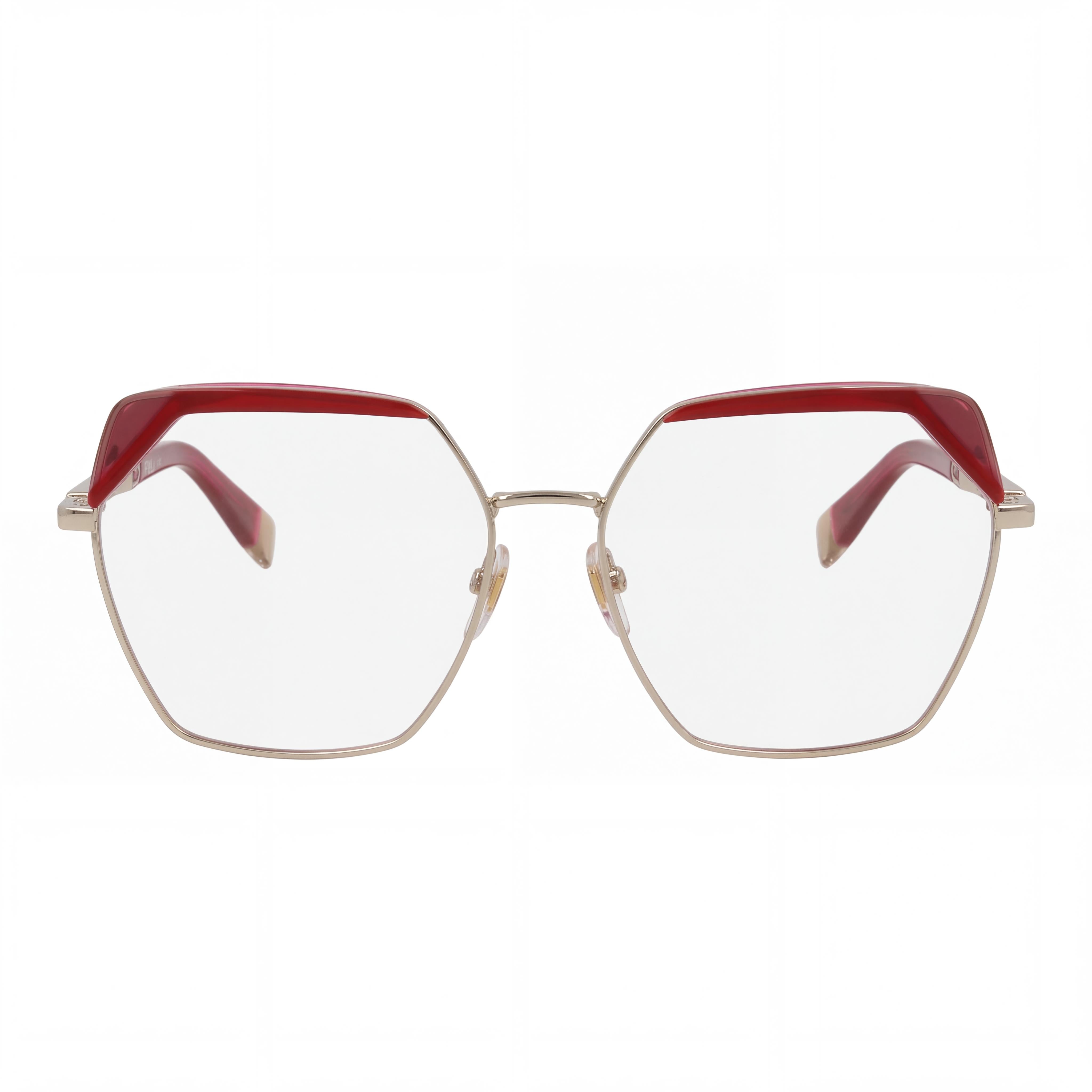 Furla VFU674V Oro Chiaro Lucido Square Eyeglasses for Men, Metal 55mm, Photo 2
