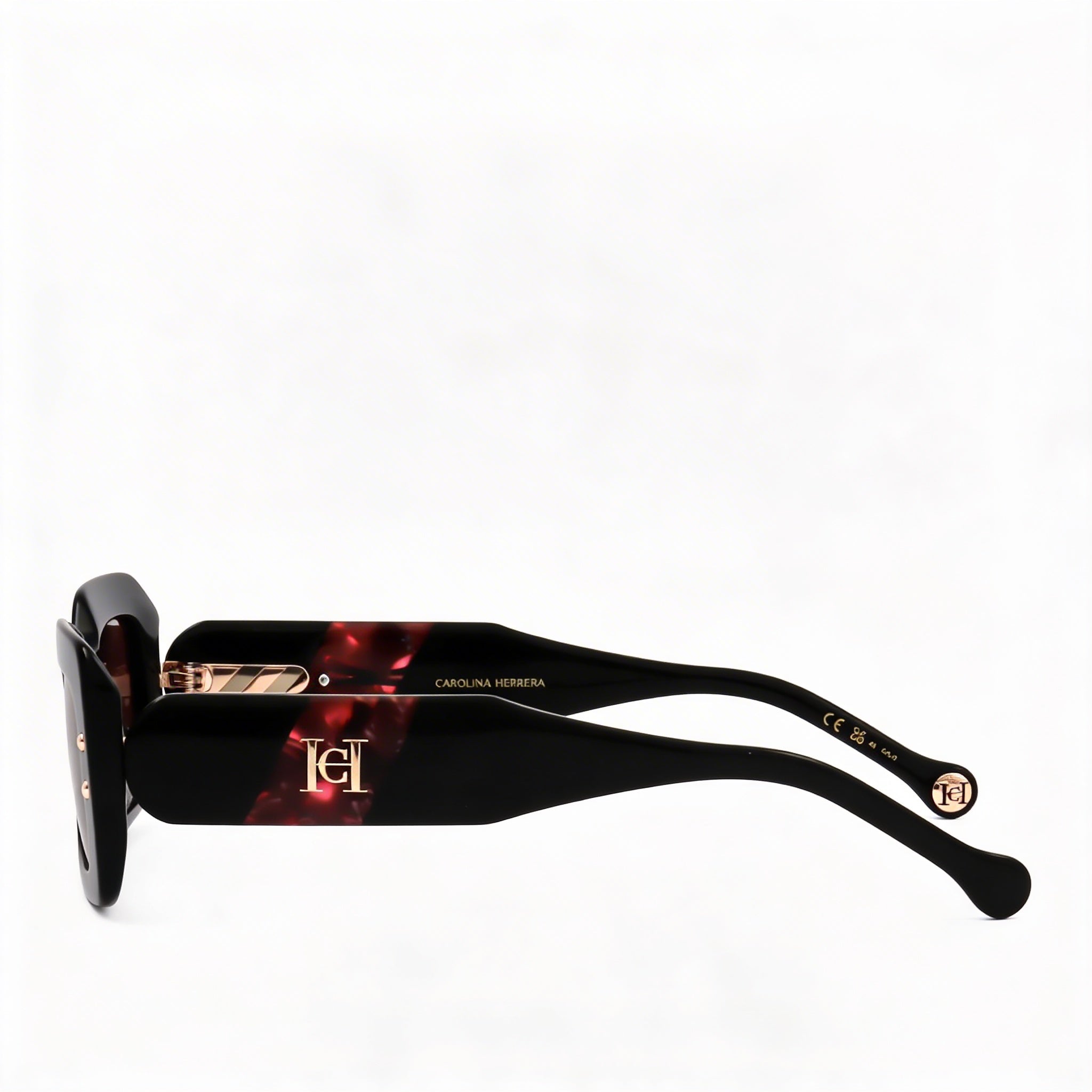 Carolina Herrera Seasonal Women's Black Burgun Plastic Frame UV Protected Sunglasses 50mm Lens Width, Photo 3