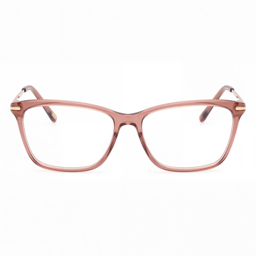 Skechers SE2200 Moderno Rectangular Full Rim Plastic Optical Eyeglasses for Women in Shiny Beige 54mm
