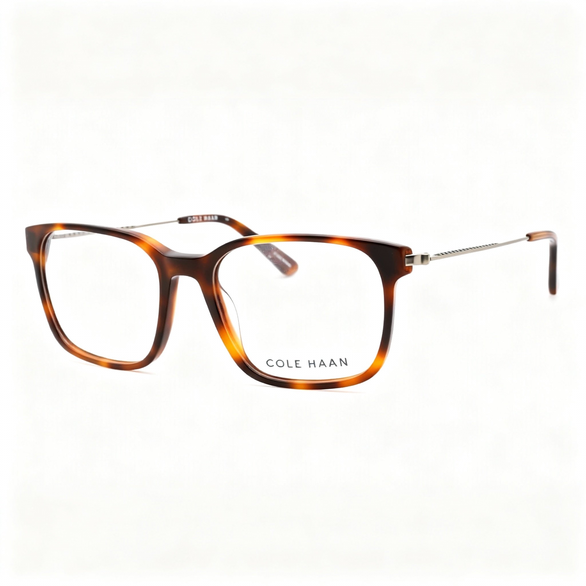 Cole Haan Ch4045 Men's Lightweight Metal Tortoise Frame Polarized Clear Lens Eyeglasses 53-18-140