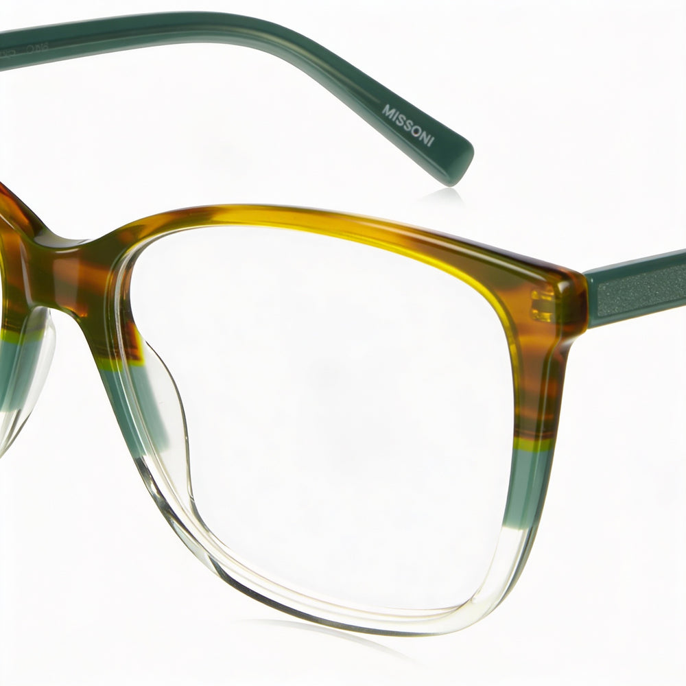 Missoni Pattern Collection MMI 0010 Women's Tri-Tone Square Full-Rim Acetate Optical Frames Green Horn 54mm