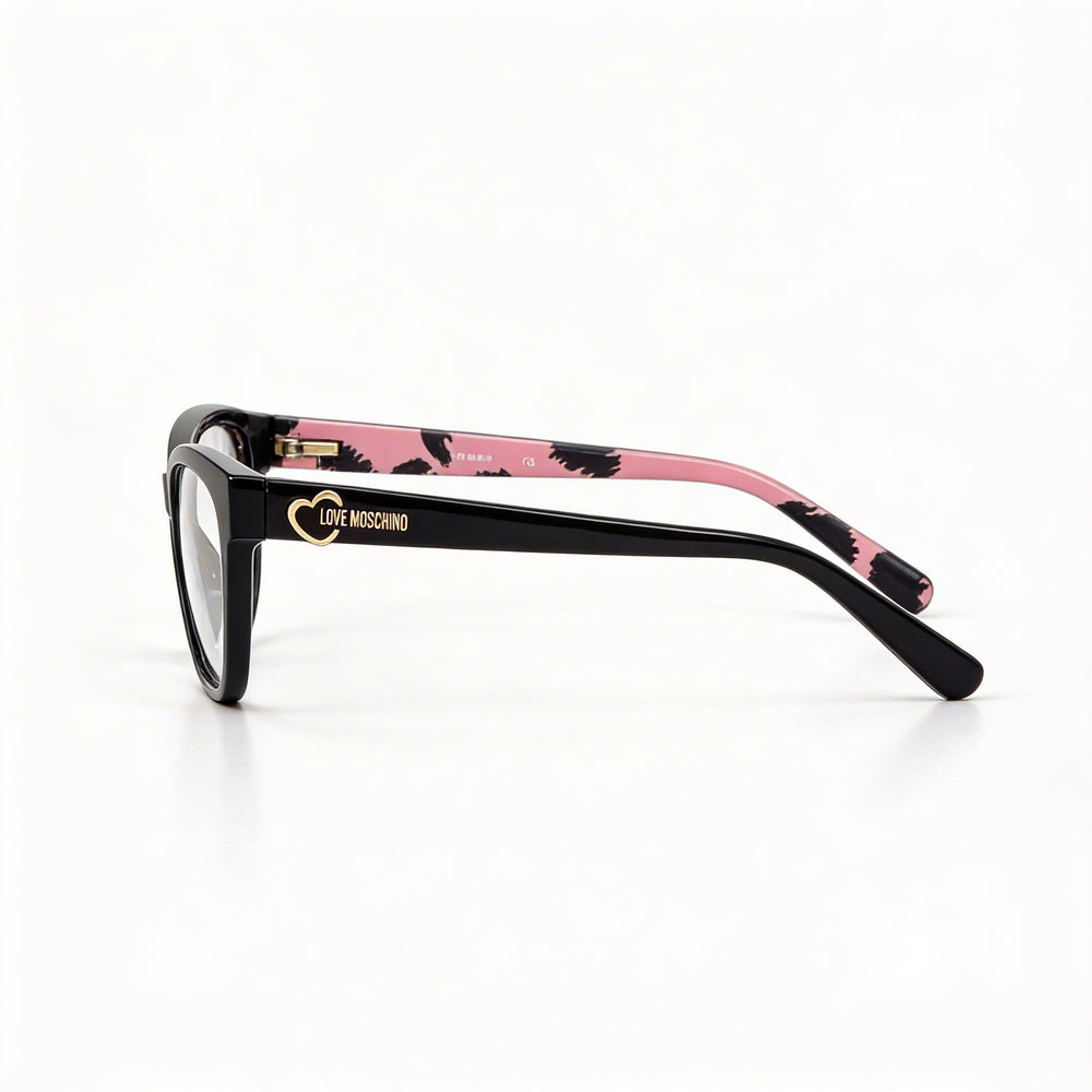 Gafas de Sol Love Moschino con Montura Moderna de Acetato para Mujer, Diseño de Patrón Rosa y Negro, Ancho de Lente de 53 mm