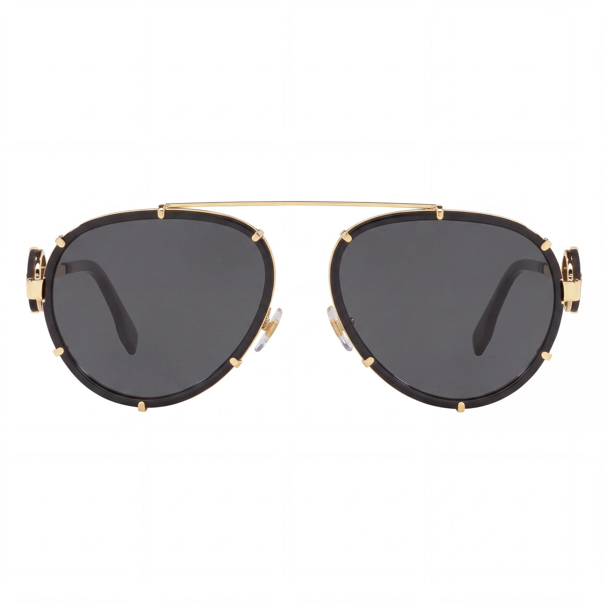 Versace VE 2232 Vintage ICON Women's Black Plastic Rectangular Pilot Dark Grey Lenses 61mm Sunglasses, Photo 2