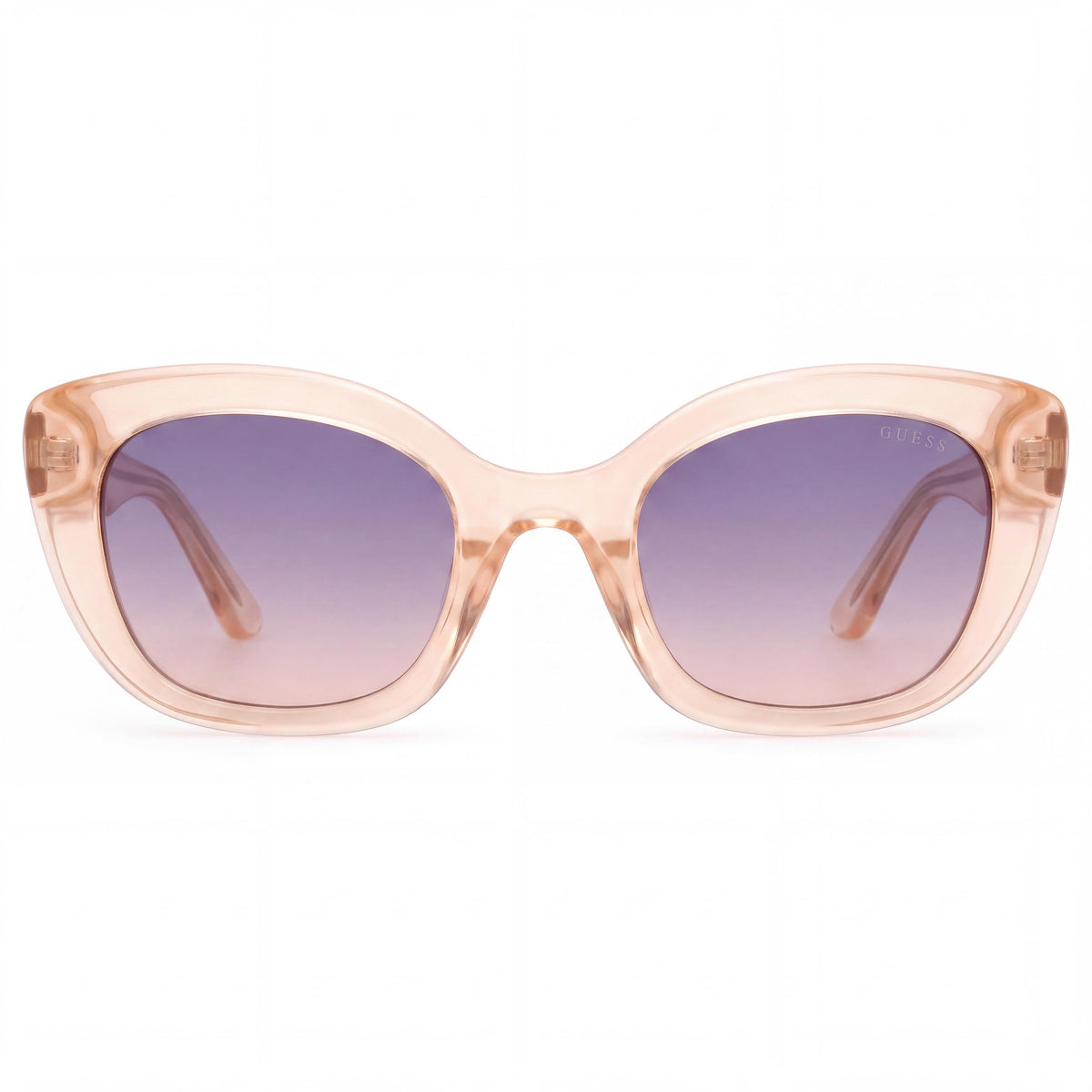 GUESS Gafas de sol de plástico con protección UV ojo de gato para mujer, violeta degradado naranja brillante, 51 mm, Photo 2