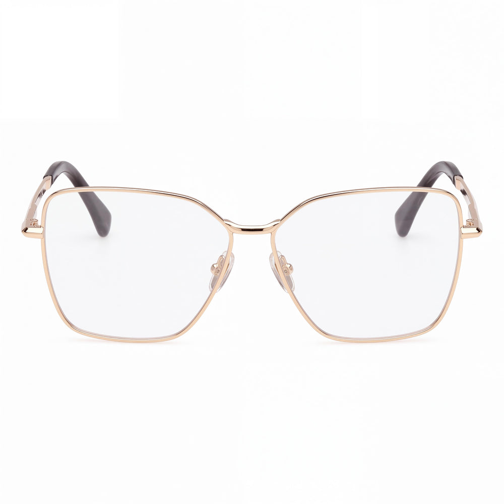 MaxMara Mm5187 Women's Pale Gold Metal Frame Eyeglasses with Transparent Polycarbonate Lenses 55-12-140mm