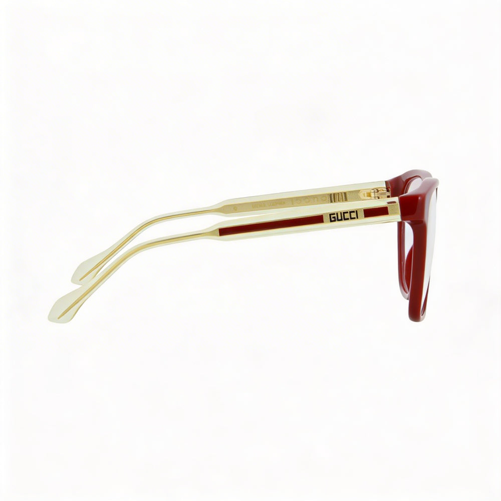 Gucci GG0561O Square/Rectangle Unisex Eyeglasses, Burgundy Crystal Transparent Plastic Full Rim Frame, 54mm