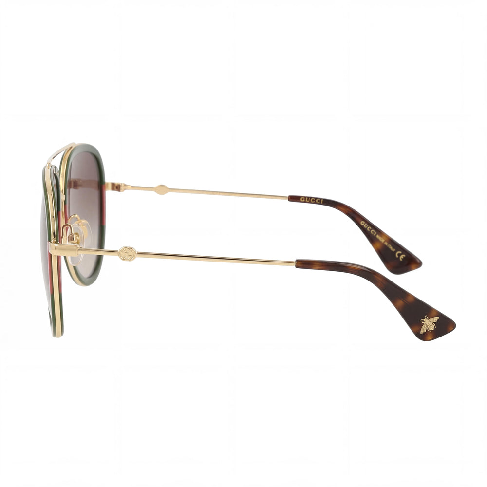 Gucci Unisex Red Plastic Frame Sunglasses with Gold Green Gradient Anti-Reflective Lenses 57mm UV Protection
