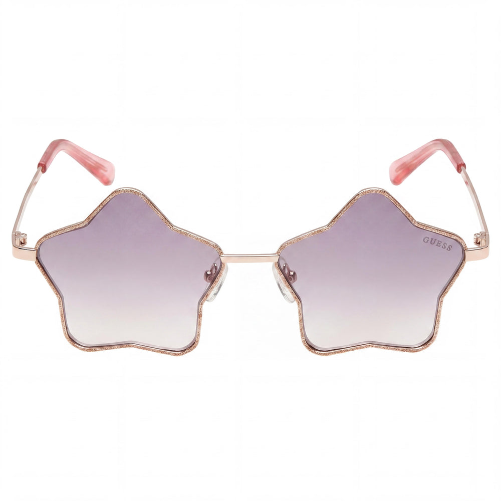 GUESS GF4012 Girls' Star-Shaped Metal Sunglasses Shiny Rose Gold Gradient Bordeaux 55mm