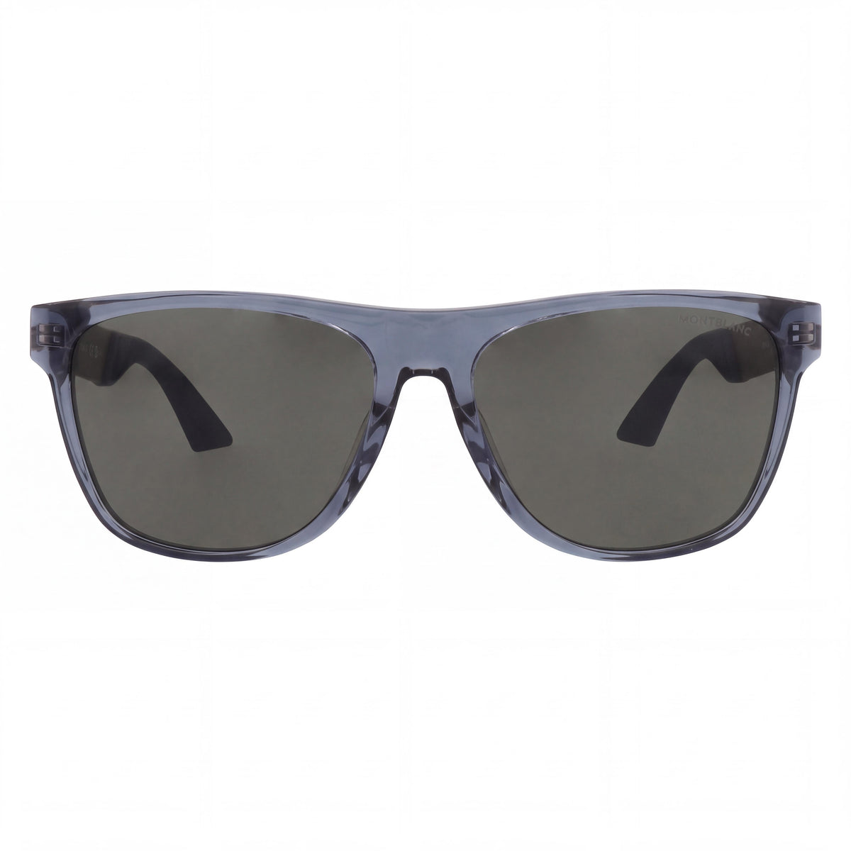 MONTBLANC Men's Square/Rectangle Sunglasses, Blue Ruthenium Grey Recycled Acetate & Metal, 56mm, Photo 2
