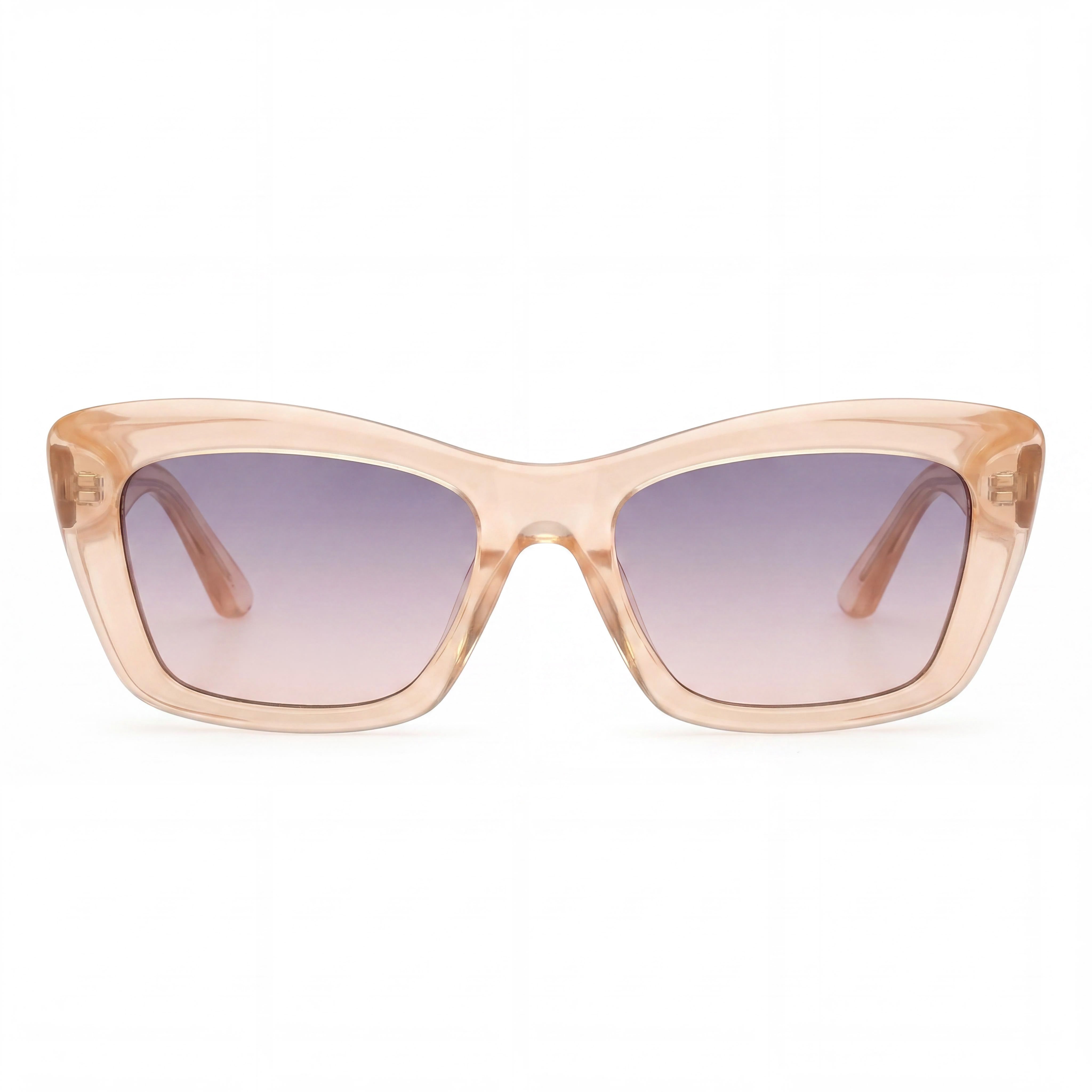 GUESS Women's Plastic Rectangular Sunglasses, Shiny Light Orange, Violet Lenses, UV Protection, 52mm, Photo 2