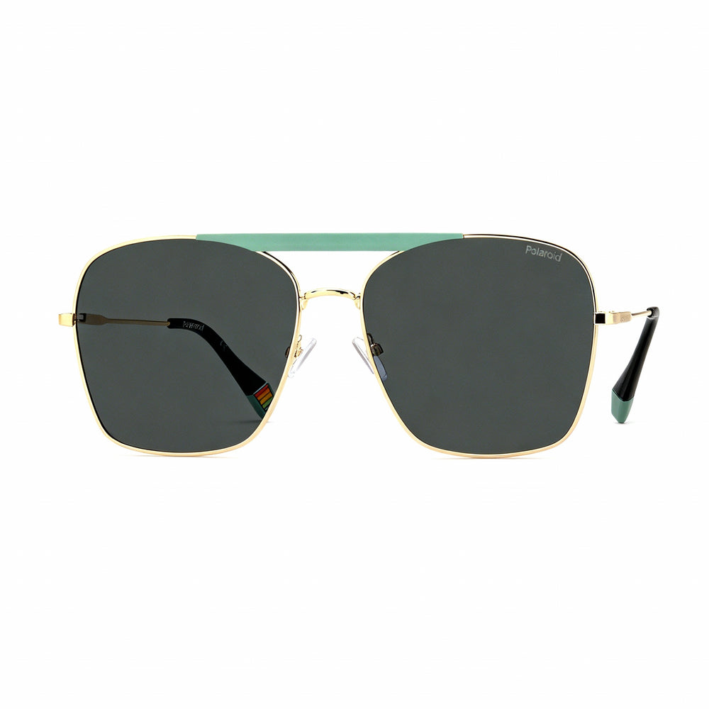 Polaroid Modern Women's Matte Aqua Gold Stainless Steel Polarized Sunglasses 59-16-145