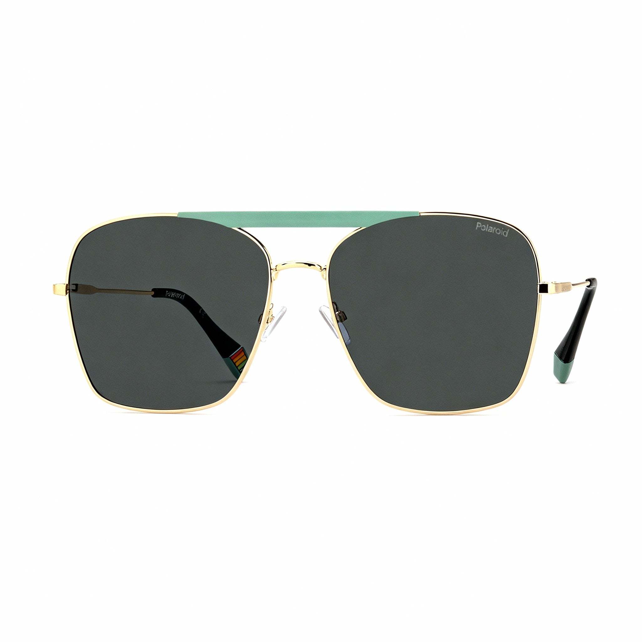 Polaroid Modern Women's Matte Aqua Gold Stainless Steel Polarized Sunglasses 59-16-145