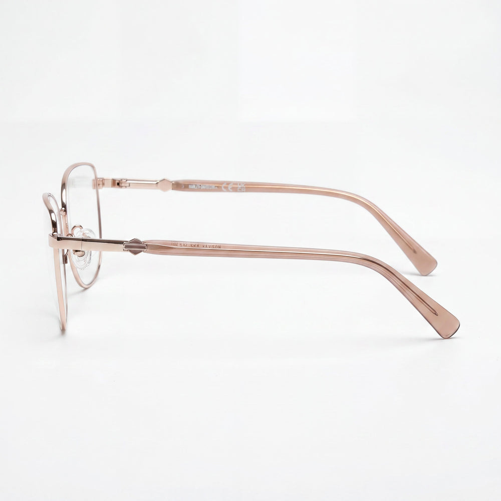 Harley-Davidson Hd0575 Unisex Metal Frame Polycarbonate Lens Eyewear, Rose Gold Frame, 53mm