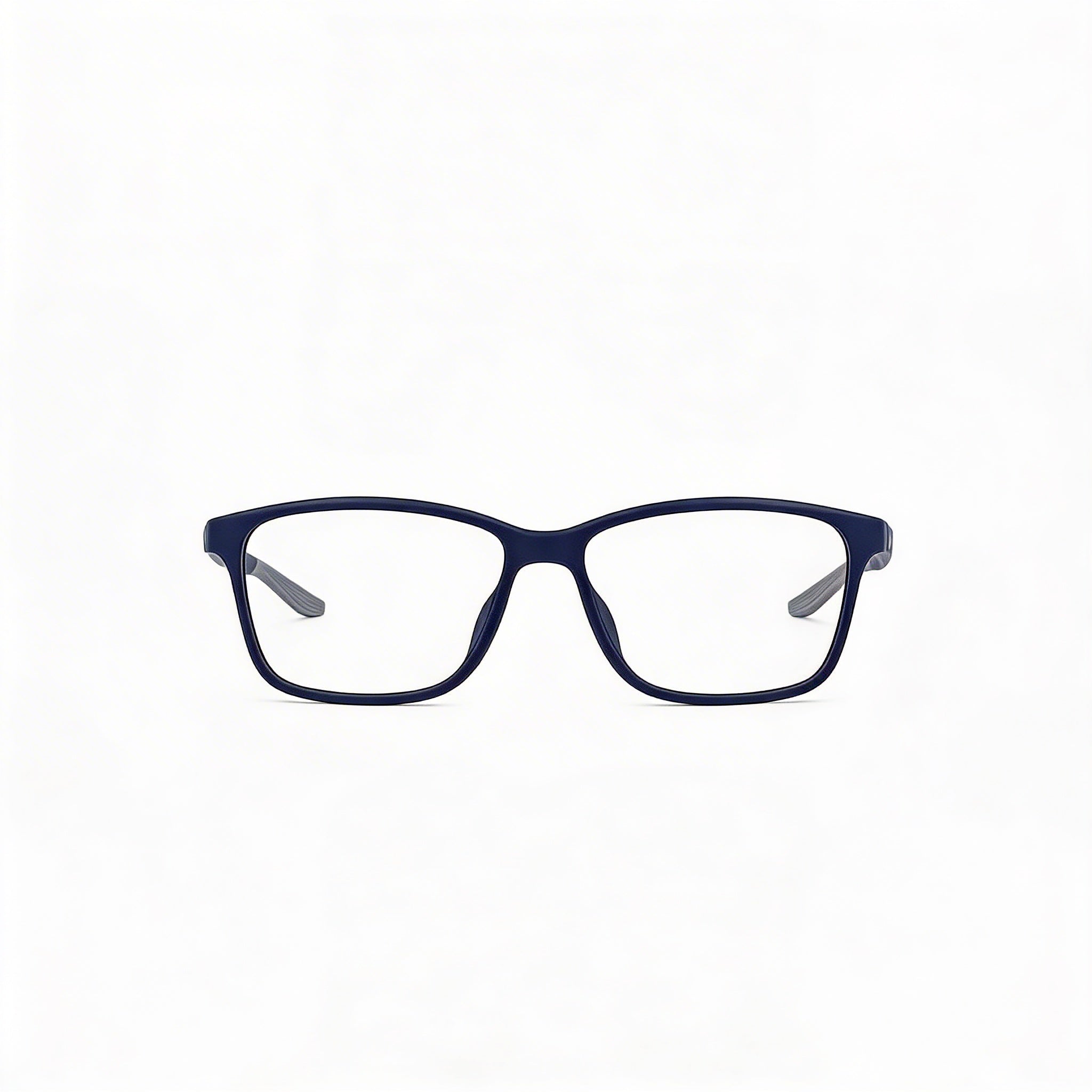 Nike 7118 Men's Full Rim Rectangle Eyeglasses, Matte Midnight Navy Wolf Grey Plastic Frame 55mm, Photo 2