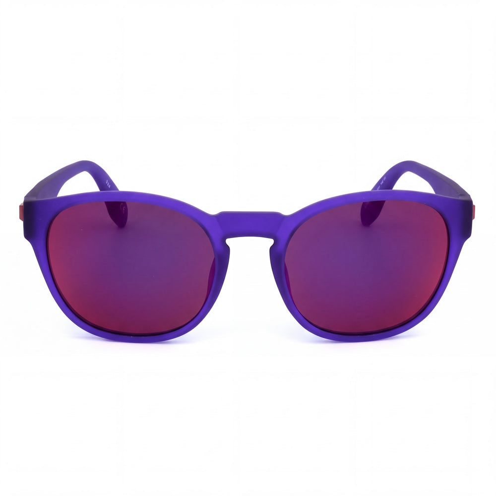 Gafas de sol unisex adidas Classic, montura de plástico violeta mate, lentes de policarbonato azul con protección UV 400, 54 mm