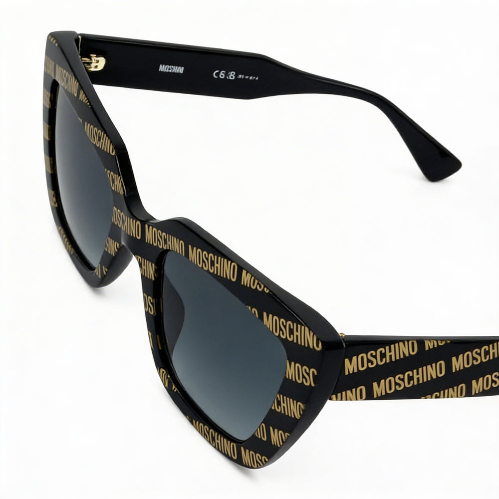 Gafas de Sol Moschino MOS148/S Cat Eye de Plástico Negras con Patrón Degradado Gris Sombreado No Polarizadas con Protección UV para Mujer 52mm