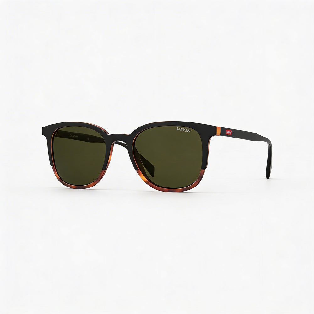 LEVI'S Gafas de Sol Modernas para Hombre, Marco Negro de Poliamida Ecológica Havana, Protección UV, No Polarizadas 52-20-145mm