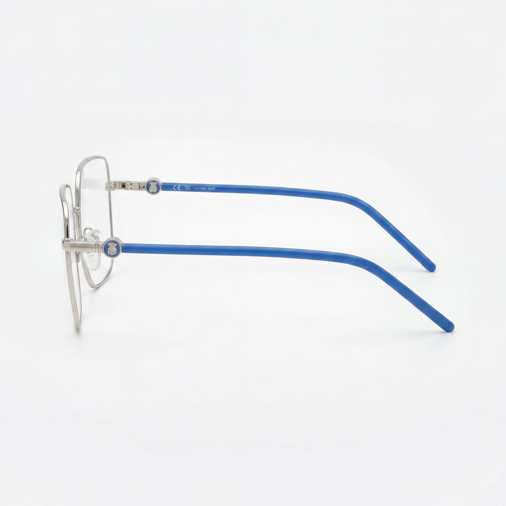 TOUS Classic Women's Combined Metal Prescription Ready Eyeglasses, Light Gold with Coloured Parts, 55mm