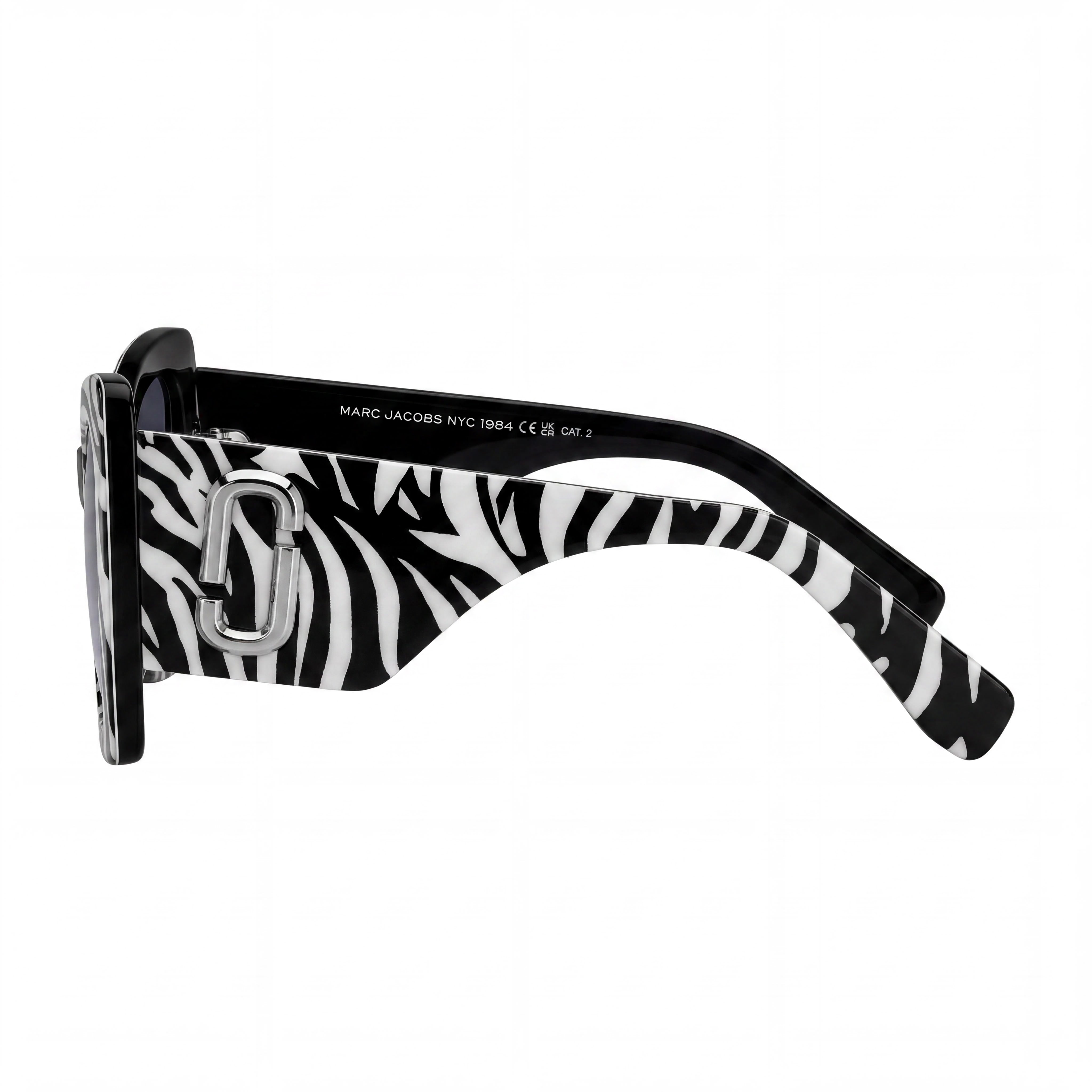 Gafas de sol clásicas Marc Jacobs para mujer, montura de plástico con estampado blanco y negro, 52 mm de ancho de lente, Photo 3