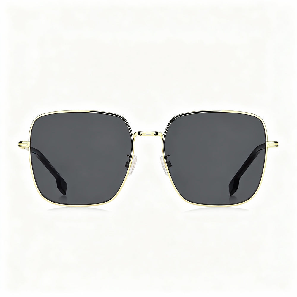 Gafas de sol Hugo Boss 1613/F/SK para mujer, cuadradas, de acero inoxidable, color gris dorado, con lentes grises, talla 59-17-145