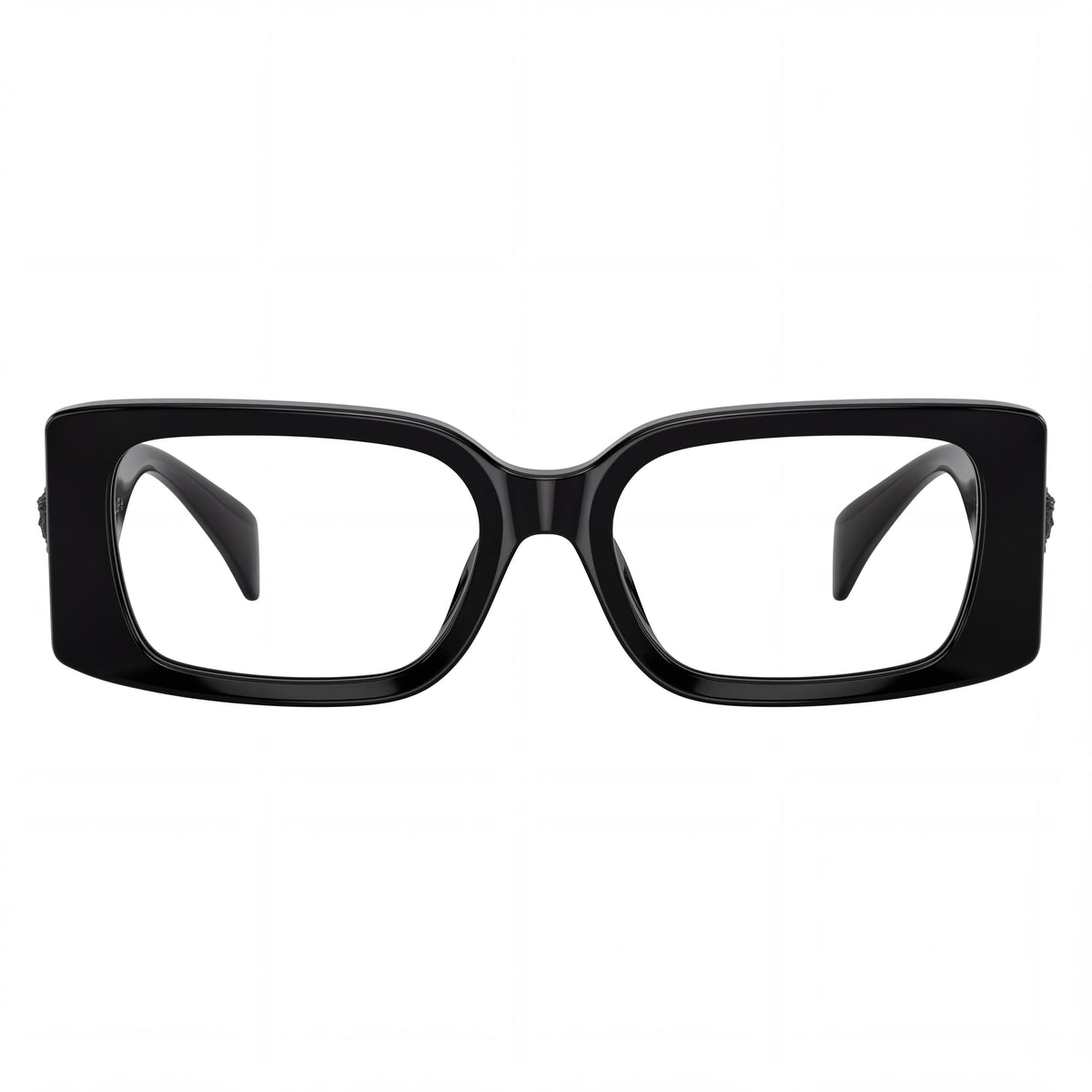 Gafas graduadas contemporáneas para mujer de Versace con montura de policarbonato en negro con logotipo dorado, ancho de lente de 51 mm, Photo 2