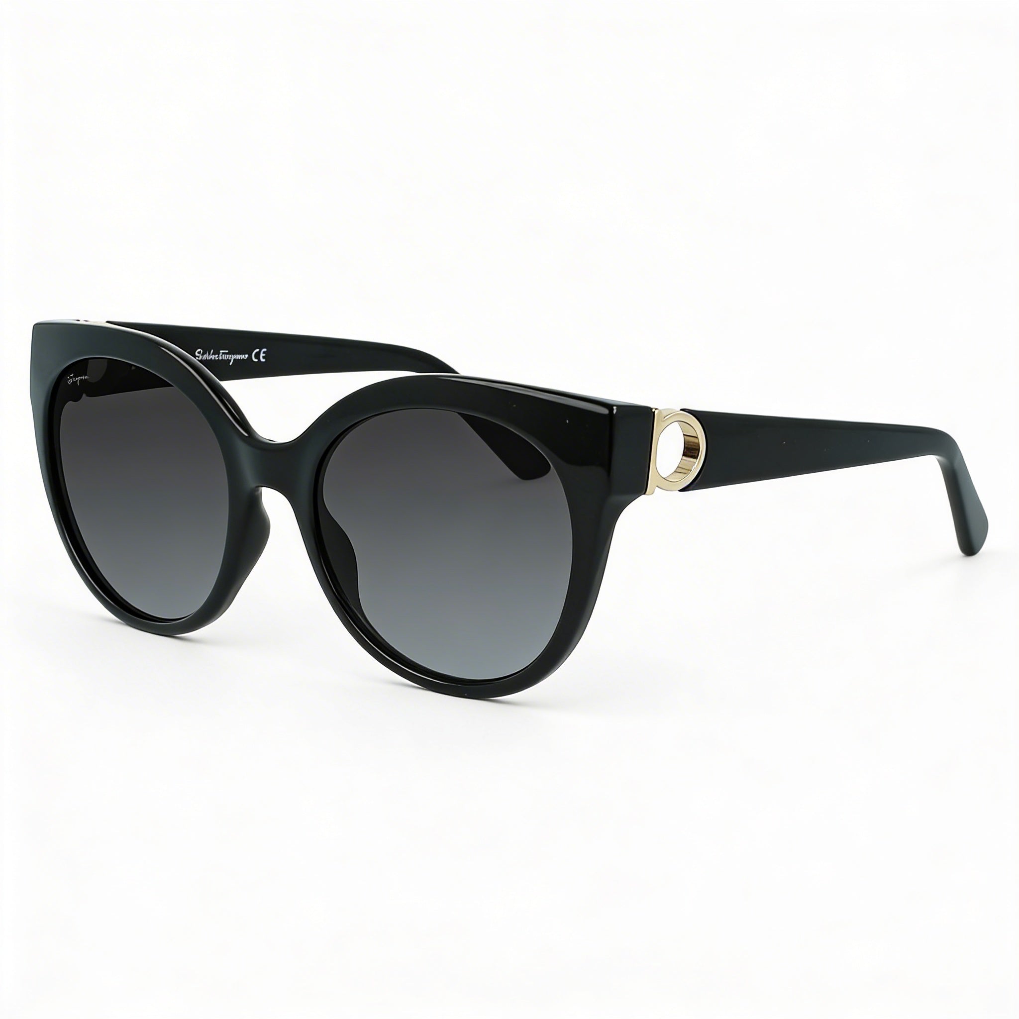 Salvatore Ferragamo Gancini SF1031SL Gafas de Sol Redondas para Mujer Plástico Negro Gris 53mm 100% Protección UV, Photo 3