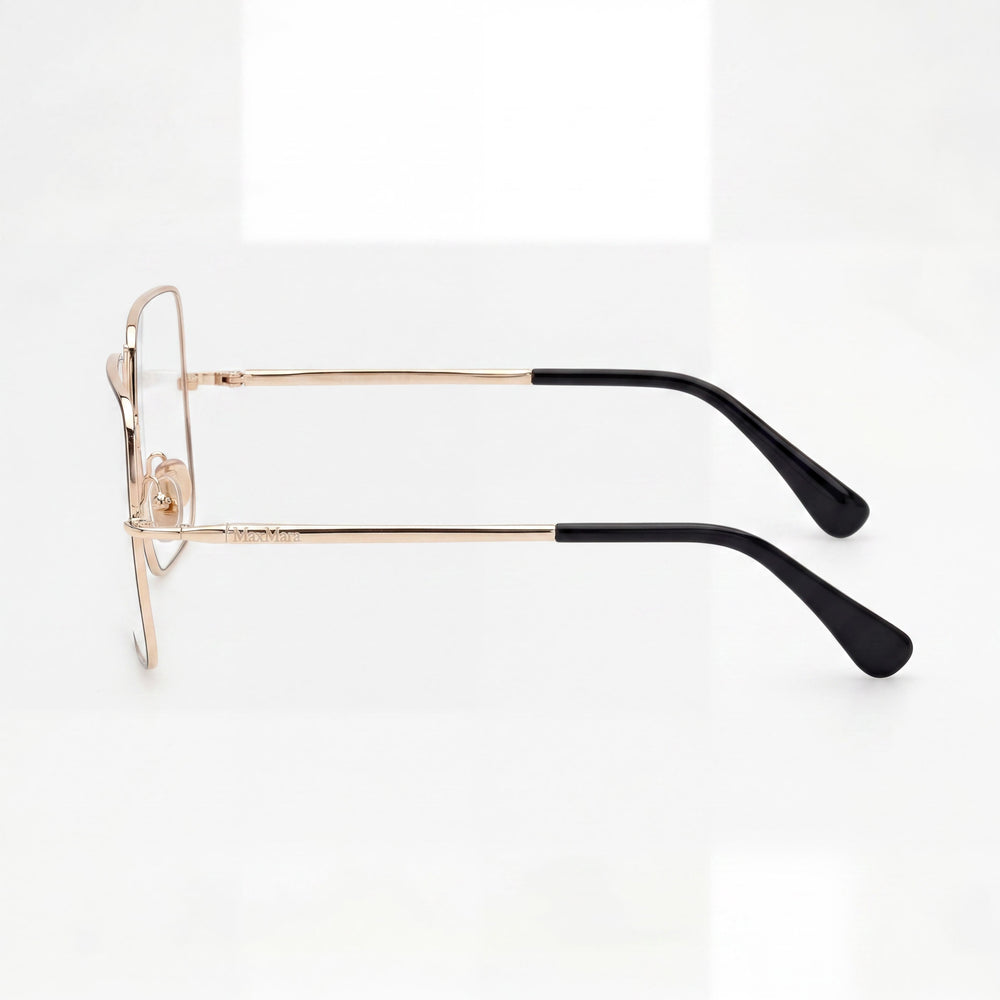 MaxMara Women's Metal Eyewear, Polarized Multicoloured Lenses, Shiny Black, Pale Gold 2-13-135mm