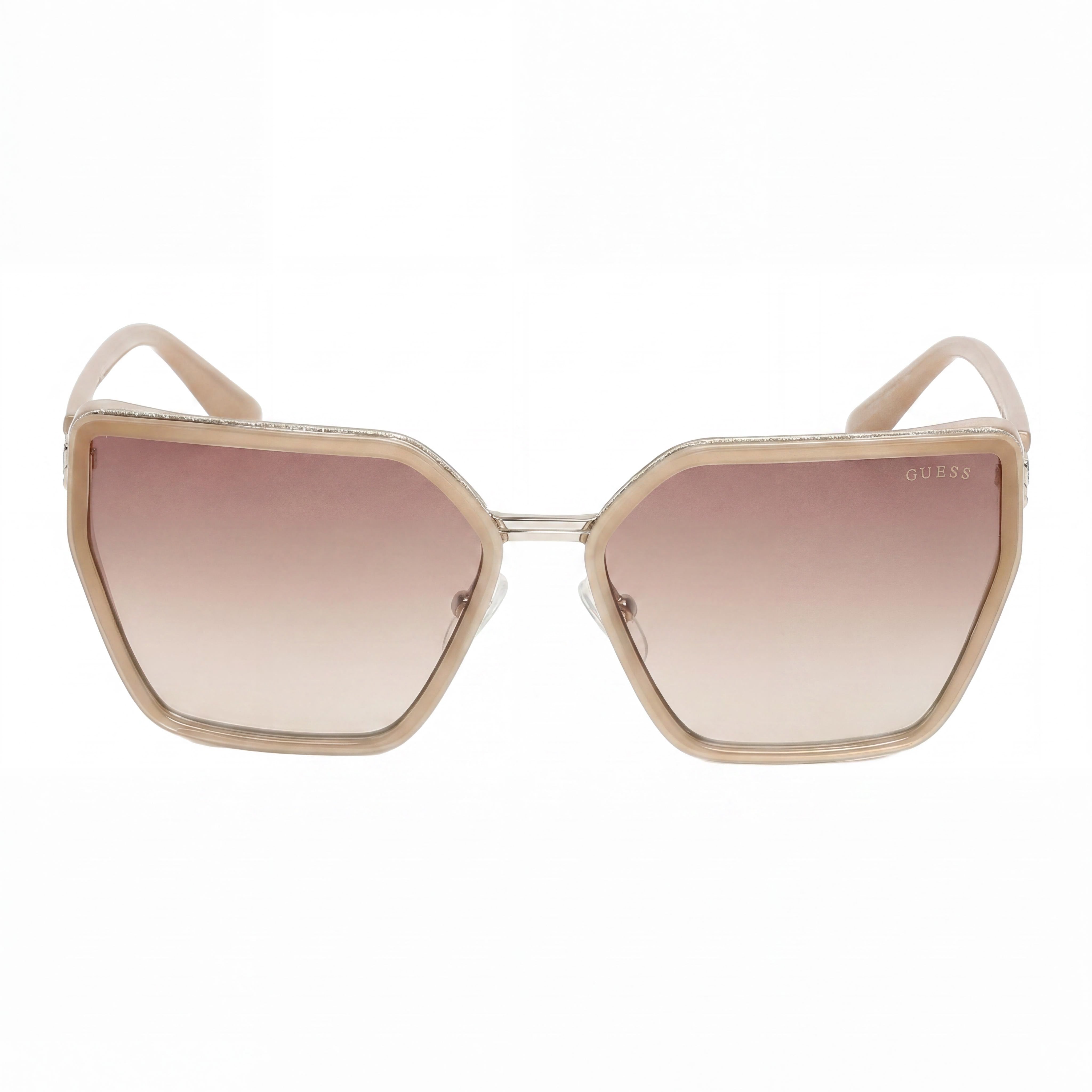 GUESS Women's Injected Sun Glasses Polarized, Shiny Beige Gradient Brown Plastic Frame, Size 59, Photo 2