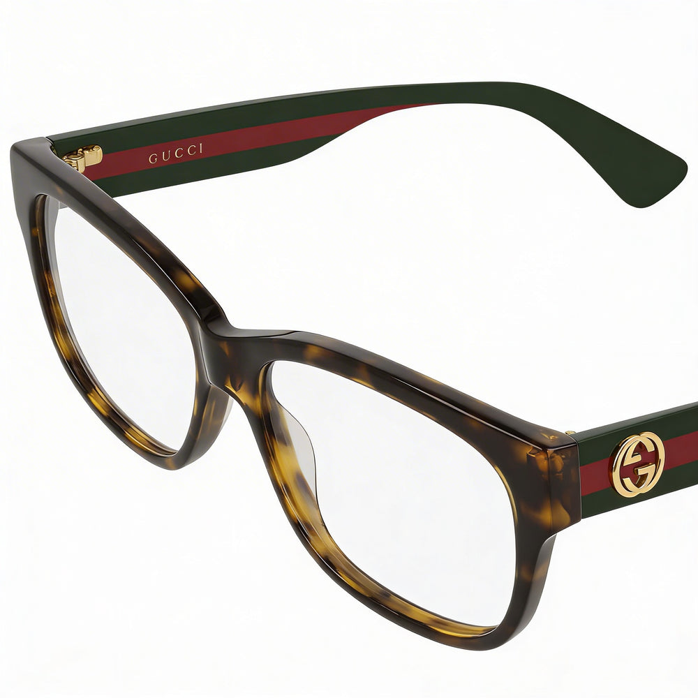 Gucci Gg0278o-012 Women's Full Rim Rectangle Plastic Prescription Ready Optical Frames Havana Green 55mm