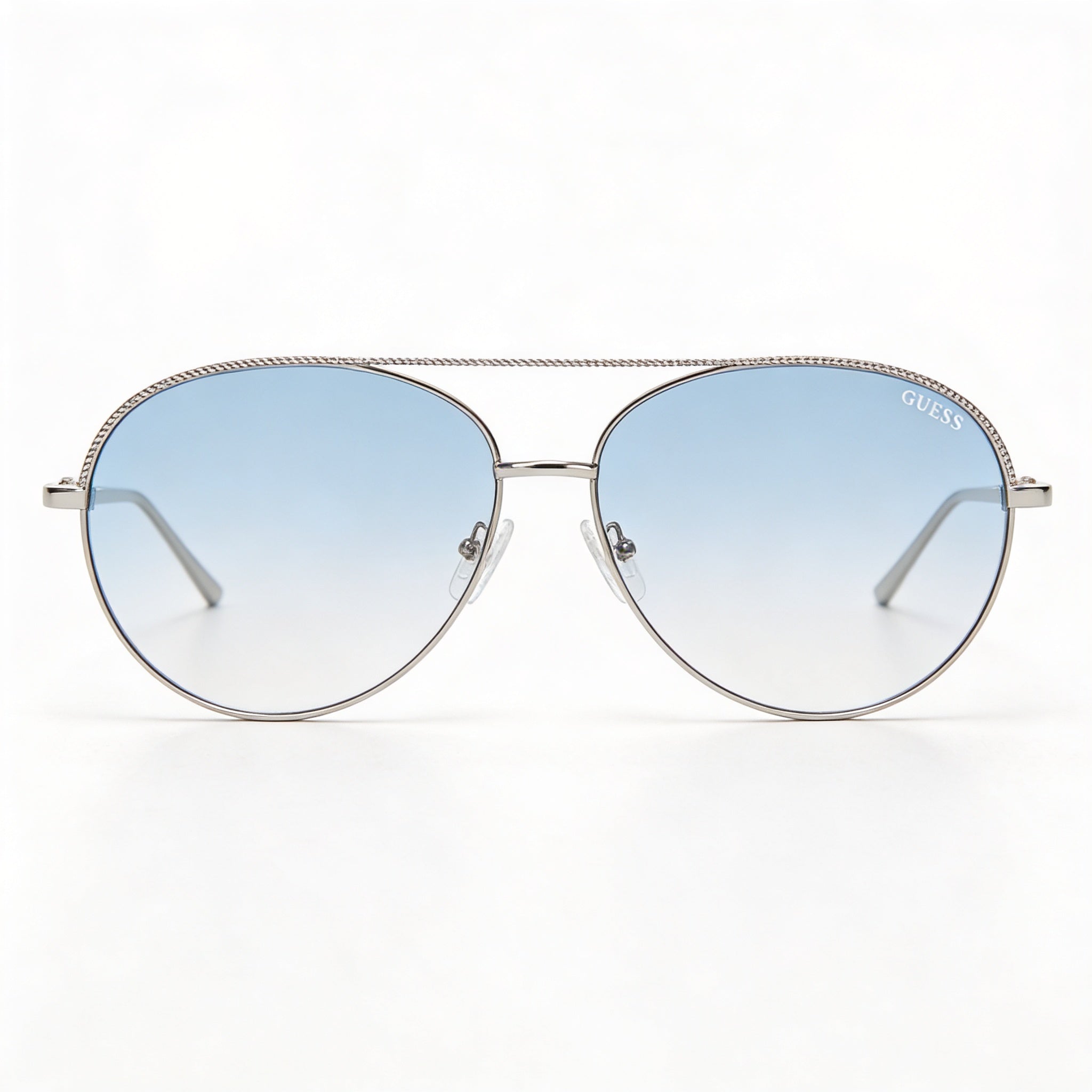 GUESS 63 Mm Gf0391 Women's Shiny Light Nickeltin Gradient Blue Frame Gradient Sunglasses 140mm, Photo 3