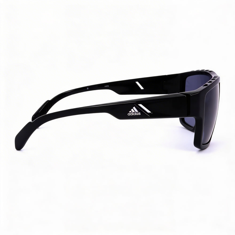 Gafas de sol adidas Sp0008 para hombre, plástico TR90, color negro brillante, lentes ahumadas de 61mm, protección UV