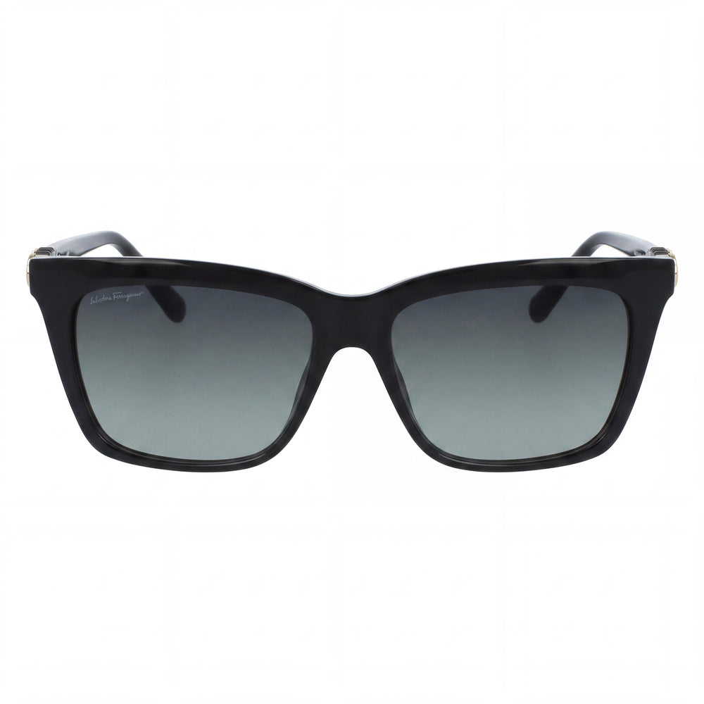 Salvatore Ferragamo SF1027S Unisex Plastic Square Black Grey Gradient Gradient Blue Lens 55mm UV Protected Sunglasses