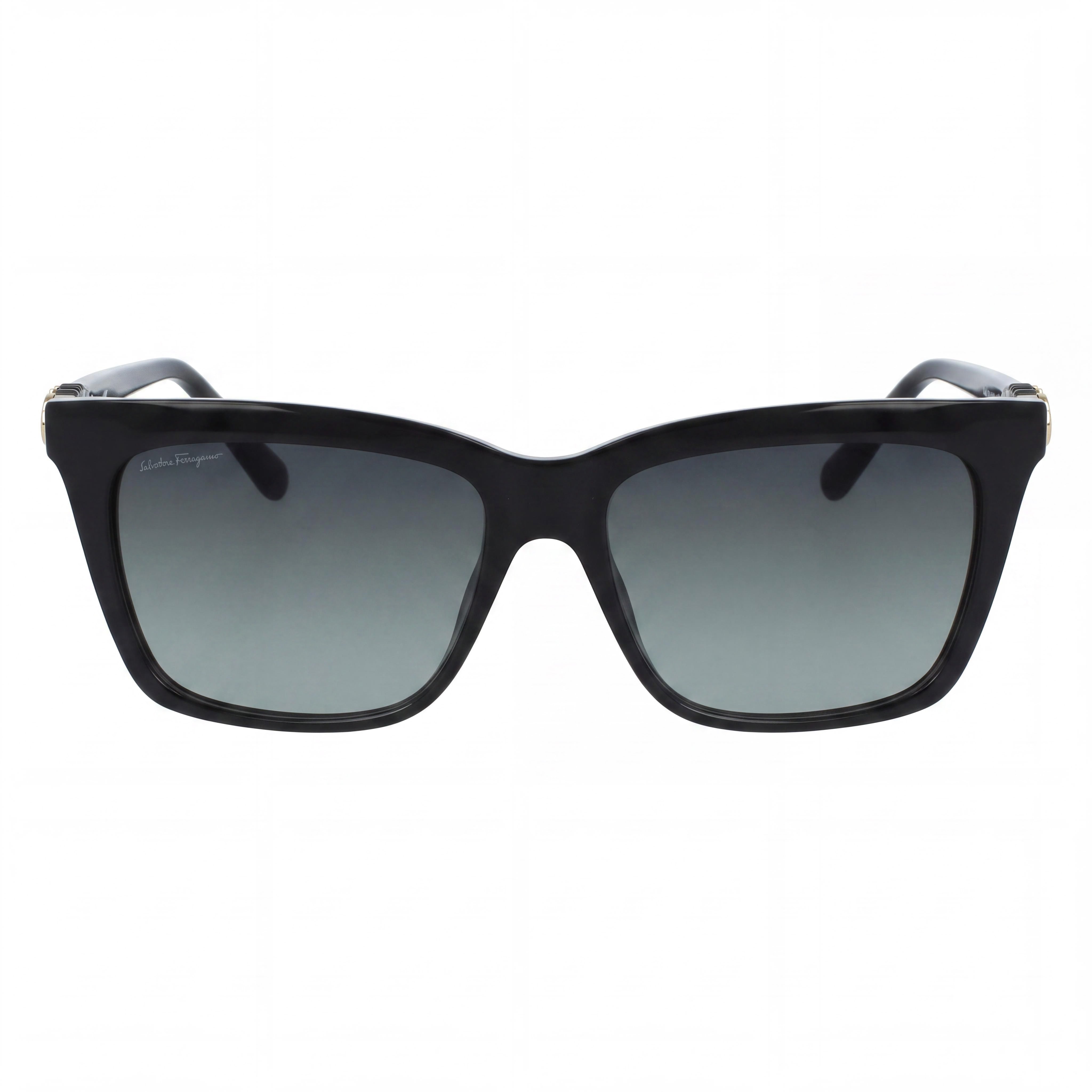 Salvatore Ferragamo SF1027S Unisex Plastic Square Black Grey Gradient Gradient Blue Lens 55mm UV Protected Sunglasses, Photo 2