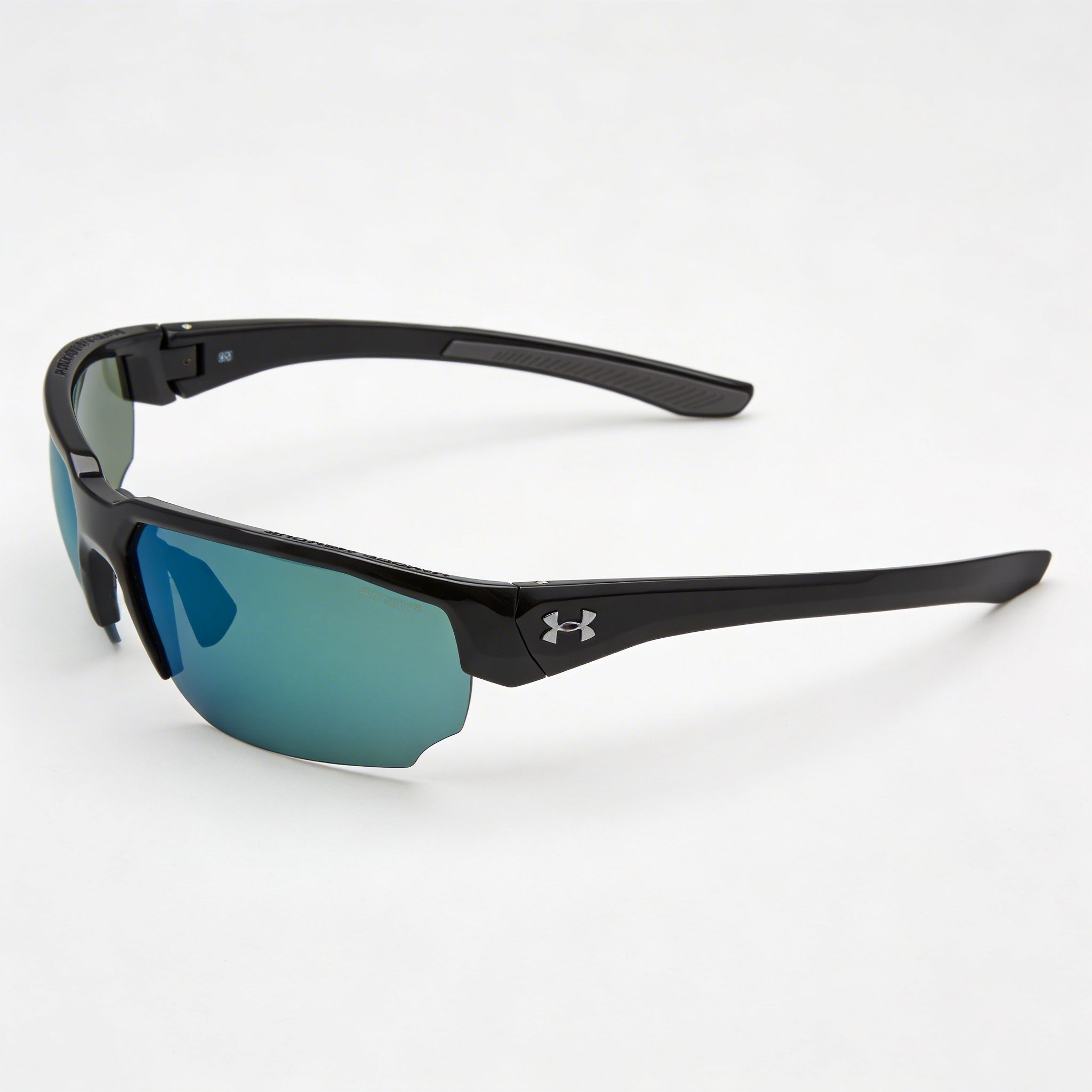 Under Armour UA Blitzing Wrap Sunglasses, Unisex, Black Polyamide Frame, Black/Green Multilayer Gradient Lenses, UV Protection, 70mm, Photo 2