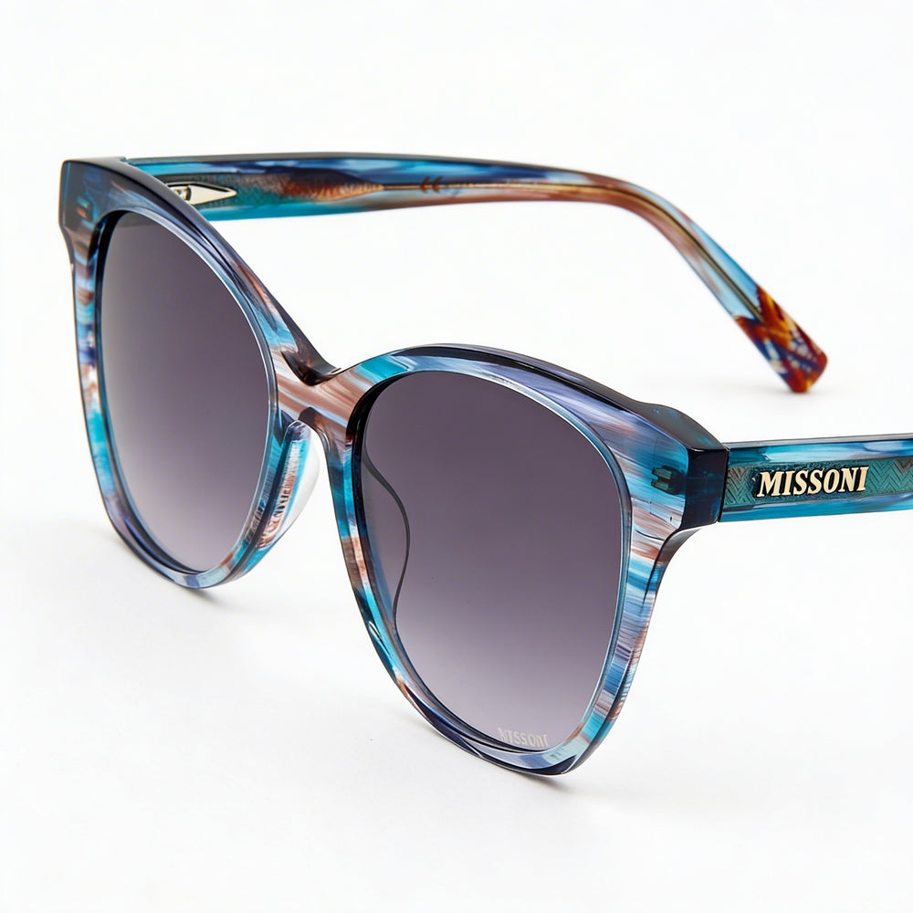 Missoni Women's Square Acetate Sunglasses Black Horn Frame Dark Grey Lenses 54mm Lens Width