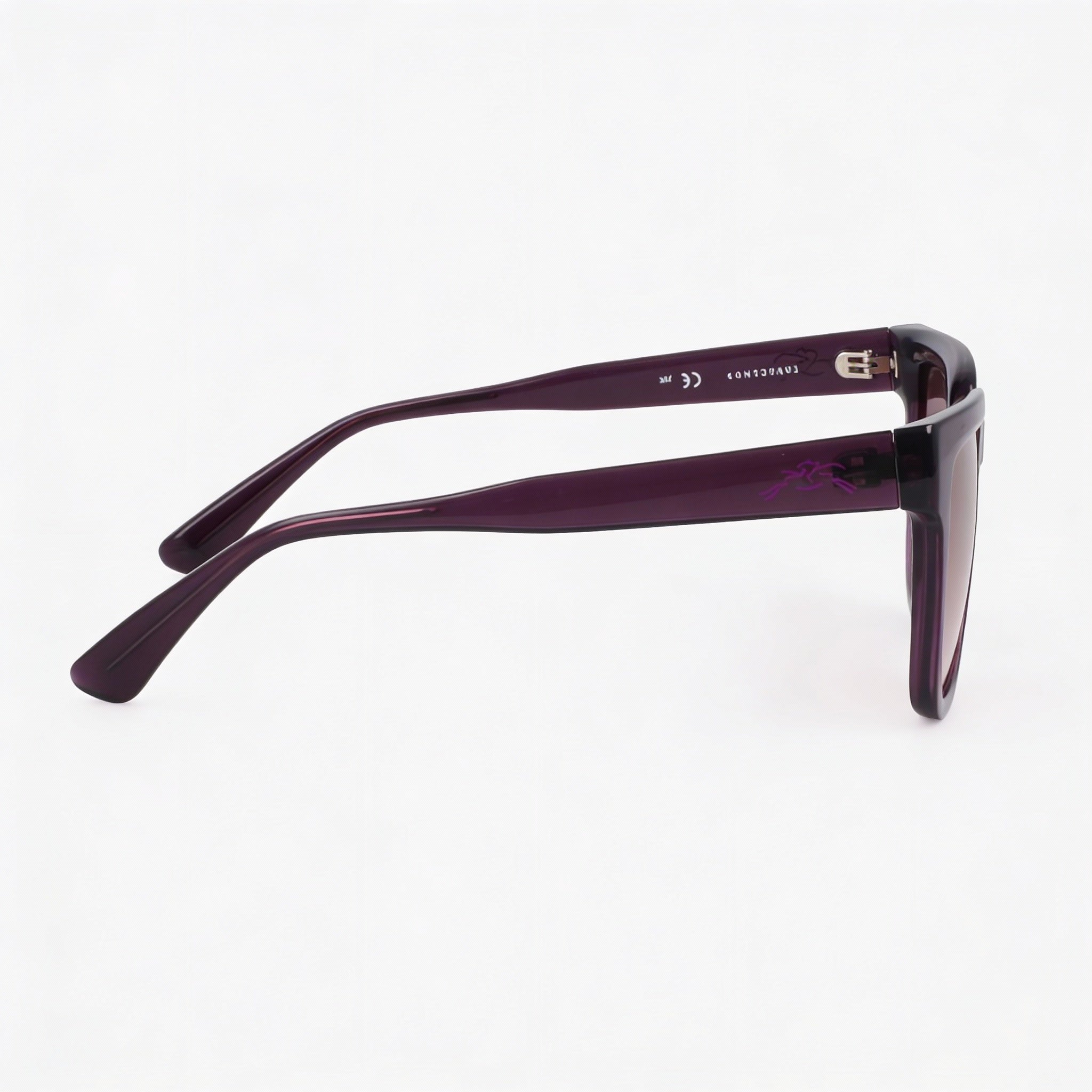 Longchamp Casual Women's Sunglasses with Iniettato Frame and Polycarbonate Lenses, Transparent Plum, 52mm, Photo 3