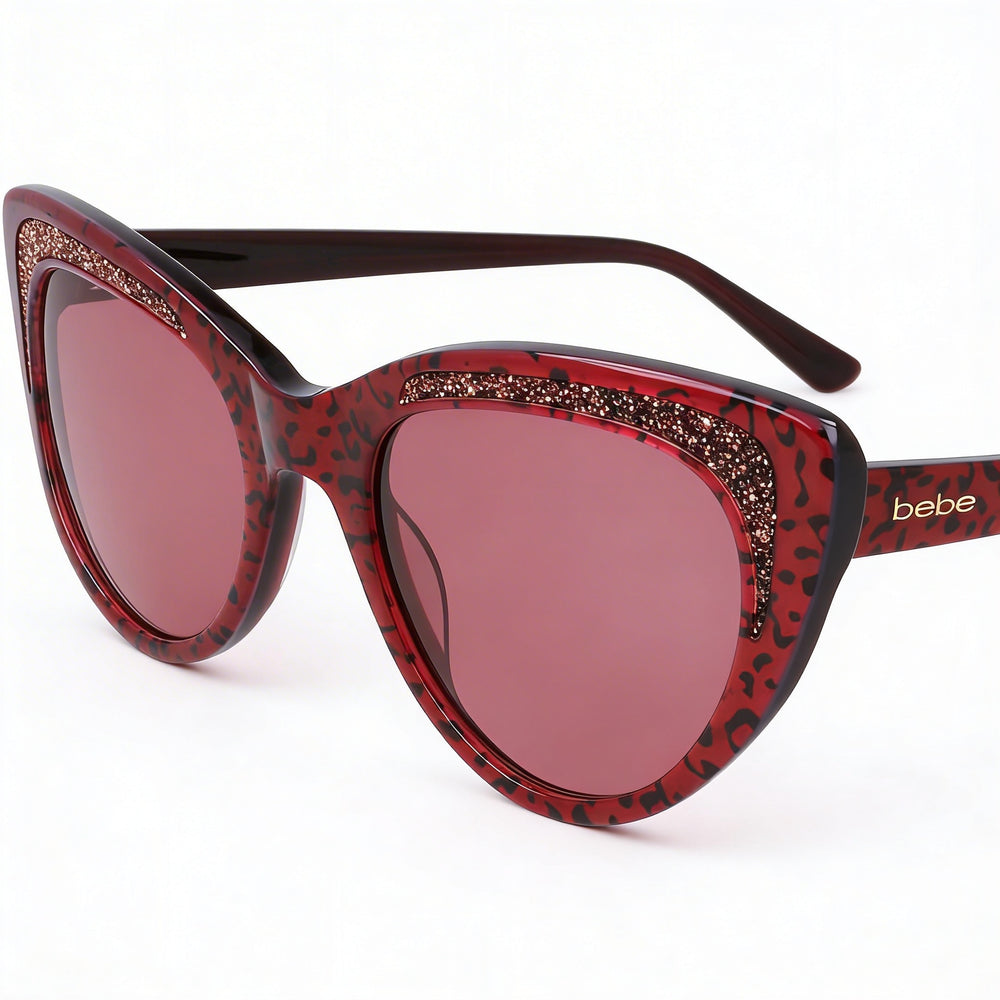 bebe Bb7242 Women's Acetate UV Protection Sunglasses, Pink Animal Frame, Pink Lenses 55-19-140