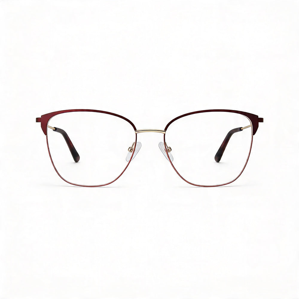 Adensco Classic Men’s Burgundy Metal Frame Eyeglasses with Multicolor Polycarbonate Lenses (53-16-135)