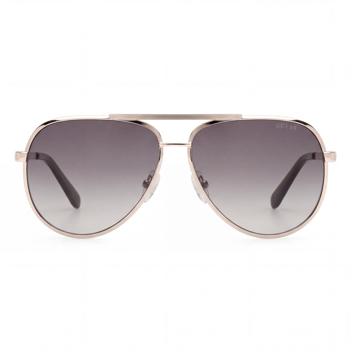 GUESS Women's GU00209 Aviator Striped Metal Sunglasses, Shiny Pale Gold Frame with Gradient Green Lenses, 61-14-145mm, Photo 2