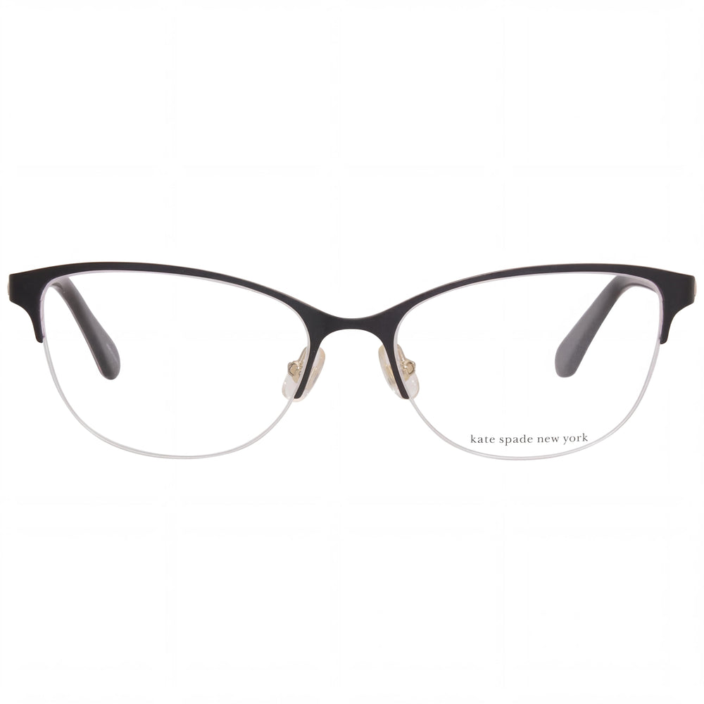 Gafas de sol Kate Spade New York Adalina para mujer, de acero aleado, semi-sin montura, estilo ojo de gato, color negro y dorado, 53 mm
