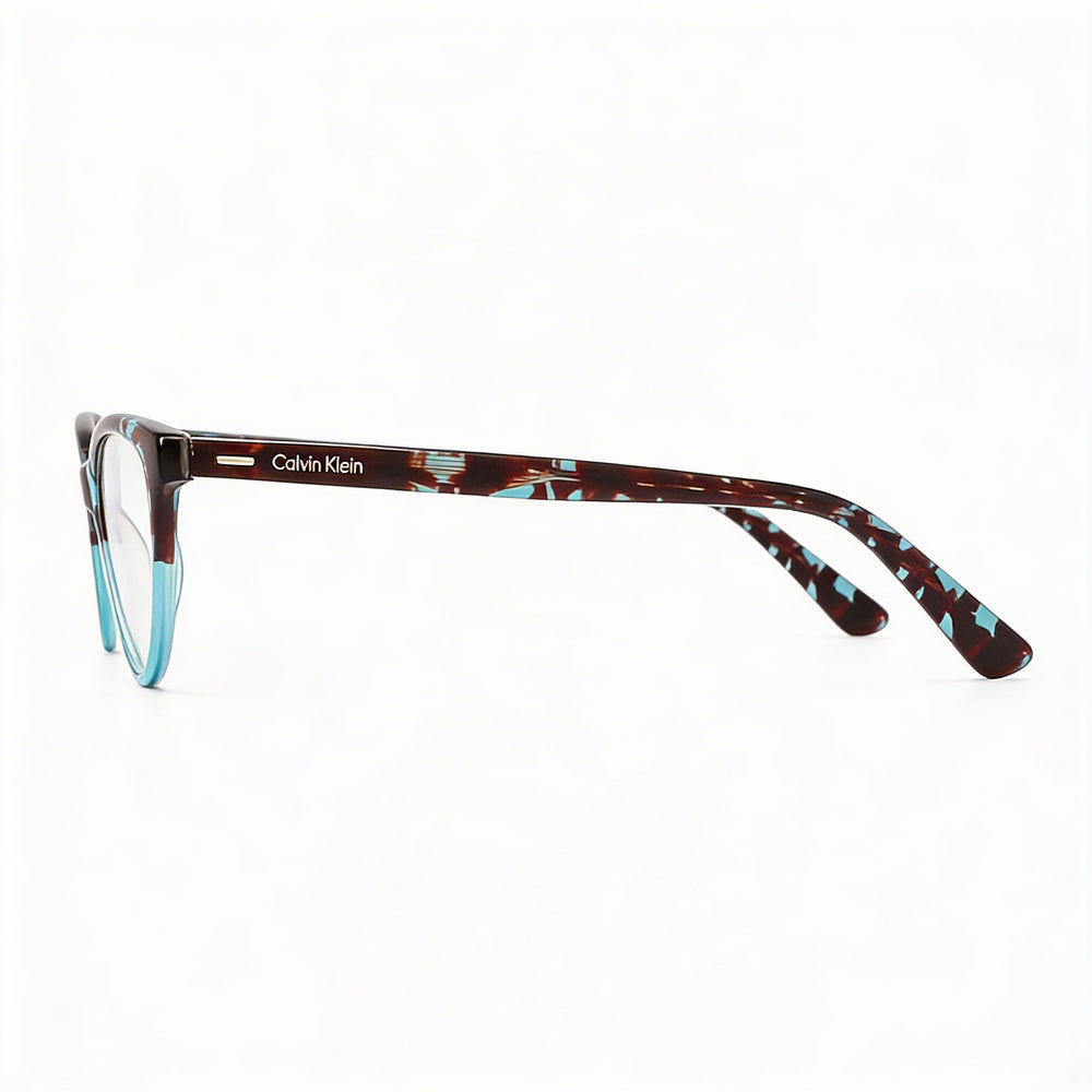 Gafas de vista unisex Calvin Klein CK21519 Cat Eye, montura de plástico azul habana transparente, 53 mm