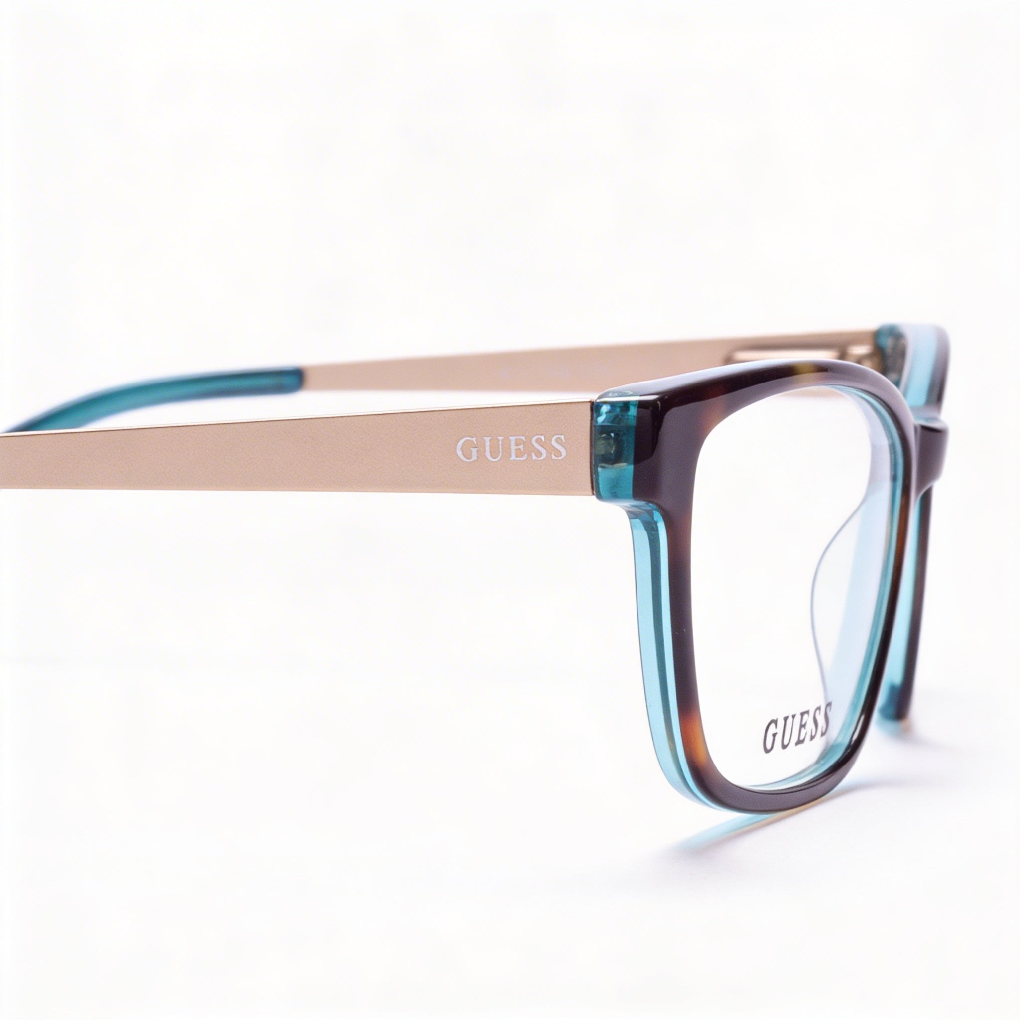 Guess Gu2538 Women's Plastic Frame Eyewear with Clear Lenses, Havana Monocolor and Shiny Pink Gold, 53mm, Photo 2